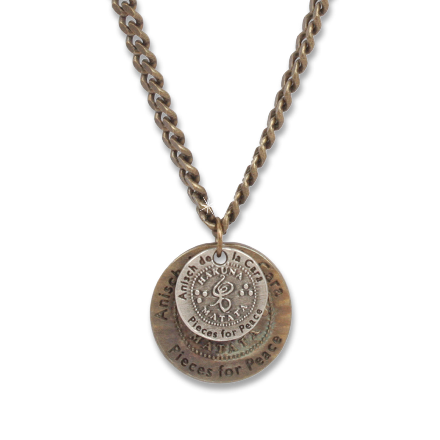Double Coin - Hakuna Matata Herren-Kette Antique Bronze, 72 cm lang