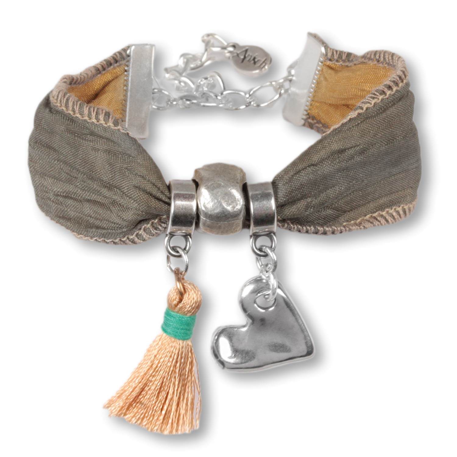 Khaki Heart - Yogini Bracelet with Carabiner