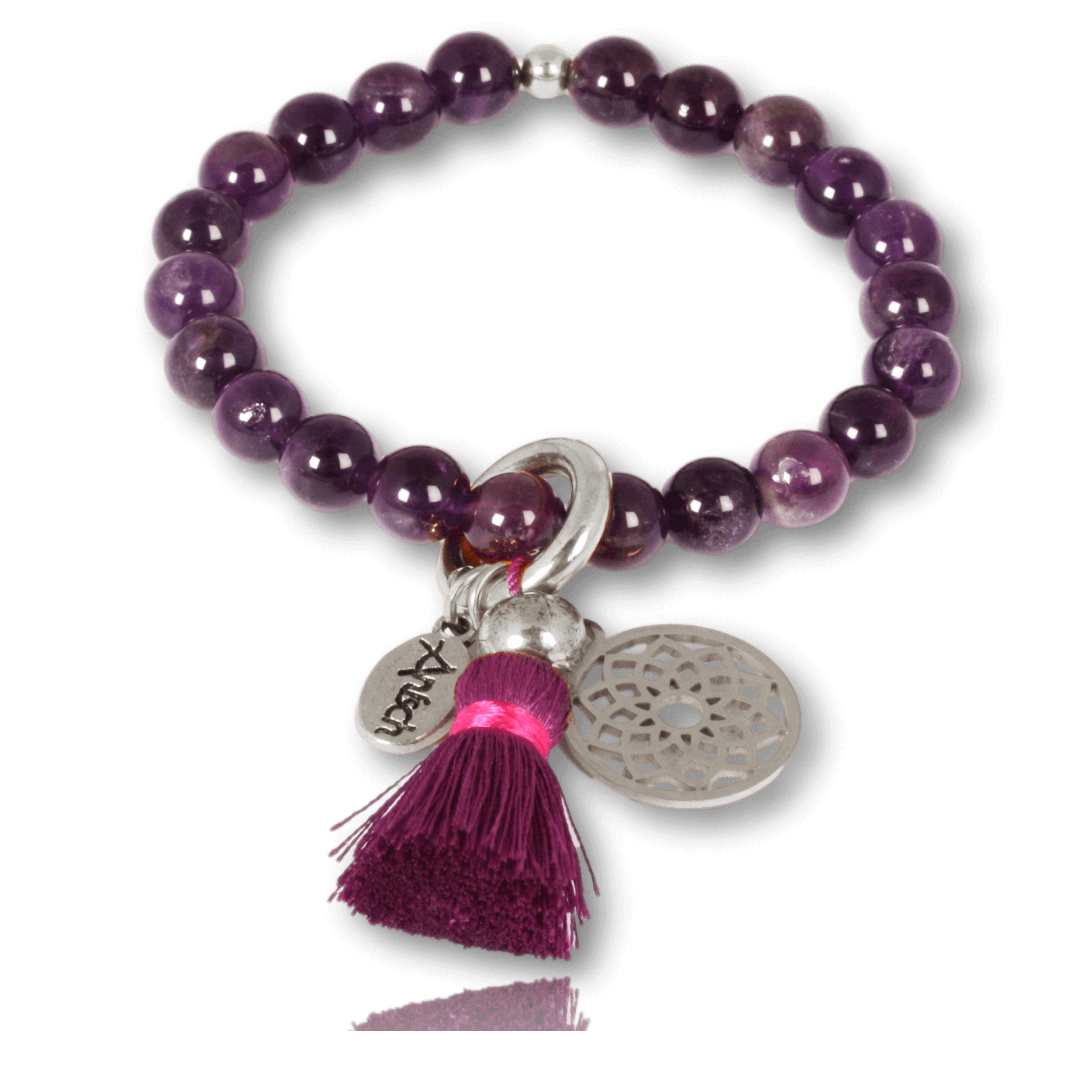 Amethyt Edelsteinarmband versilbert für dein Kronenchakra: Verbindung & Vollkomenheit