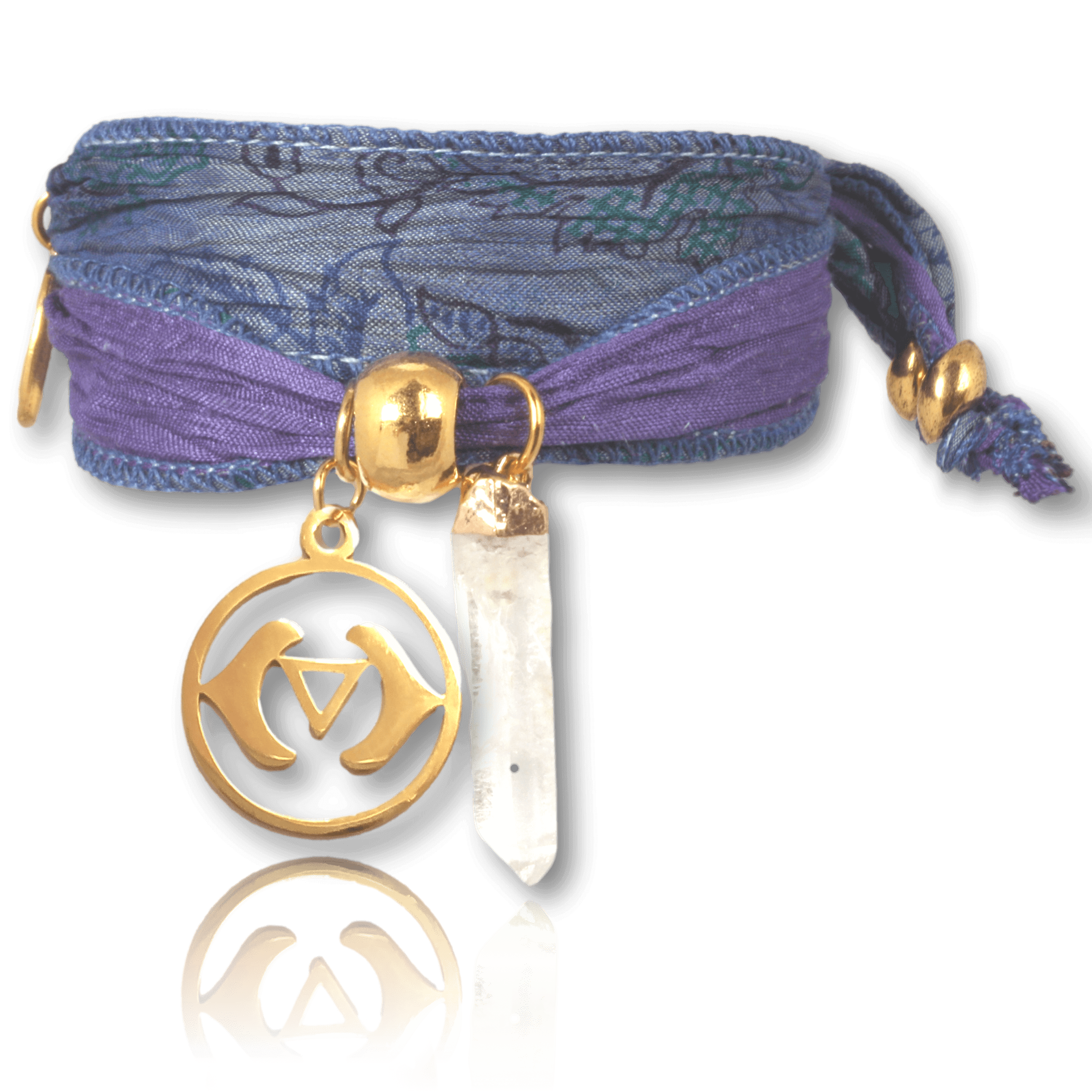 AJNA vergoldet mit Bergkristall Hexagon –  Stirnchakra Armband für  Intuition & Bewusstsein