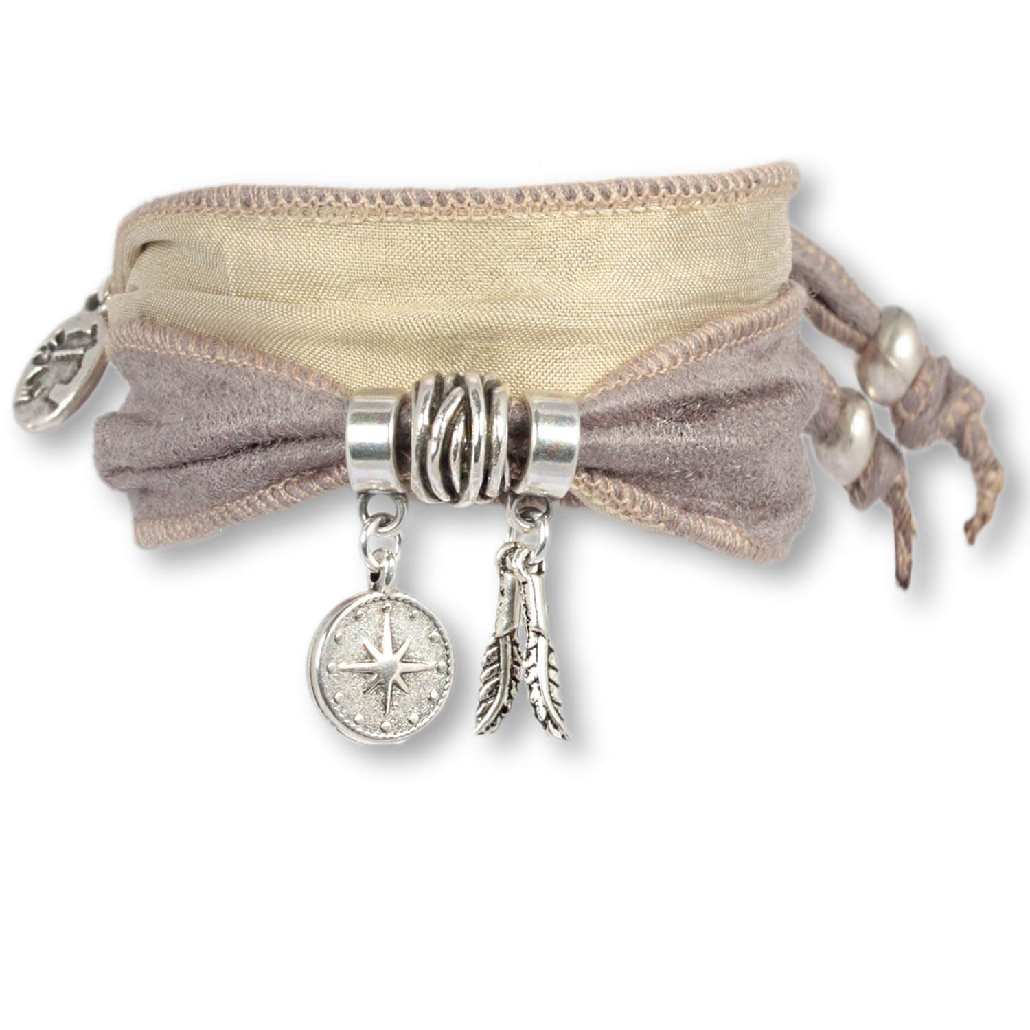 Smokey Grey Tribal - Symbol bracelet made of suede, vegan