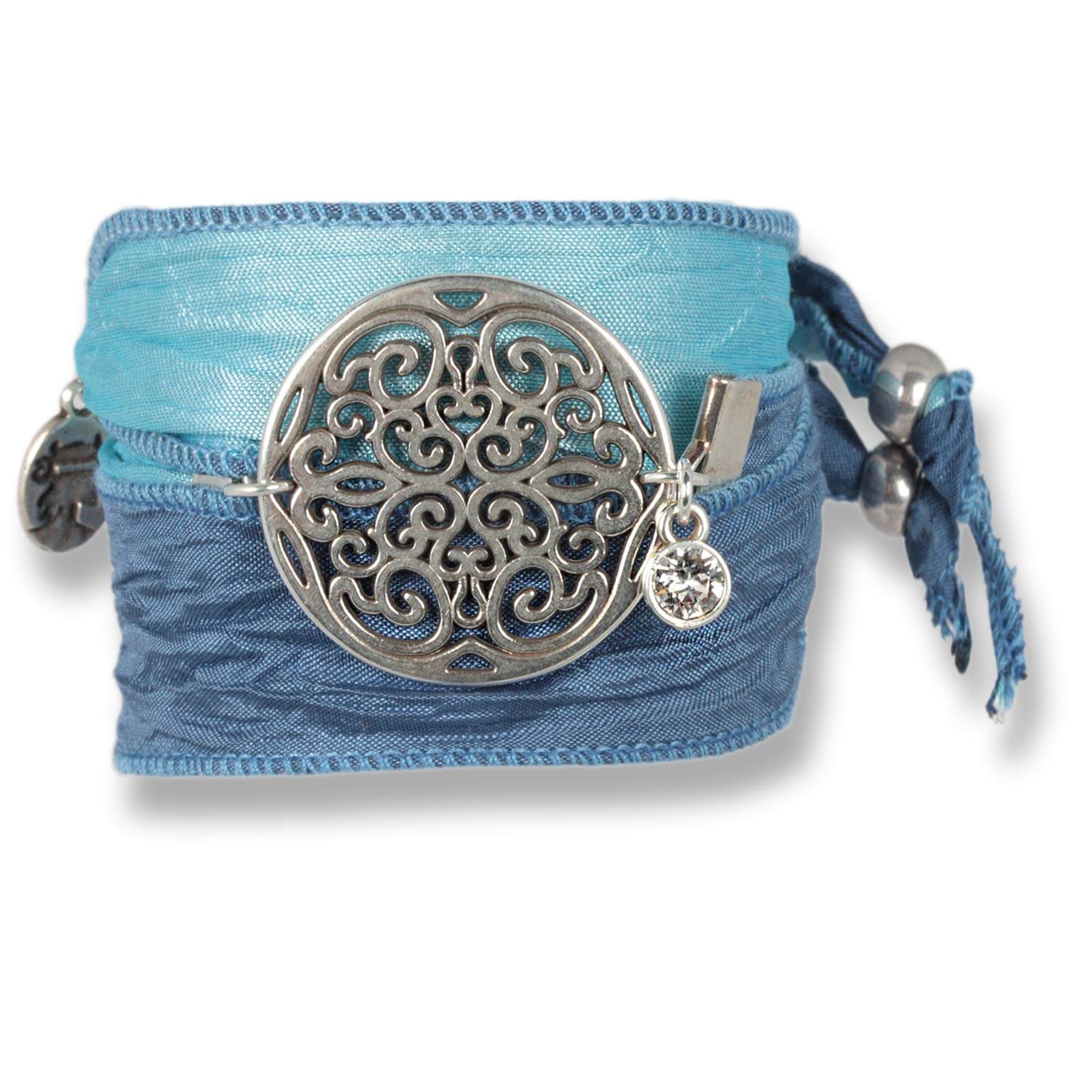 Classic Blue  - Flower of Soul bracelet from indian saris