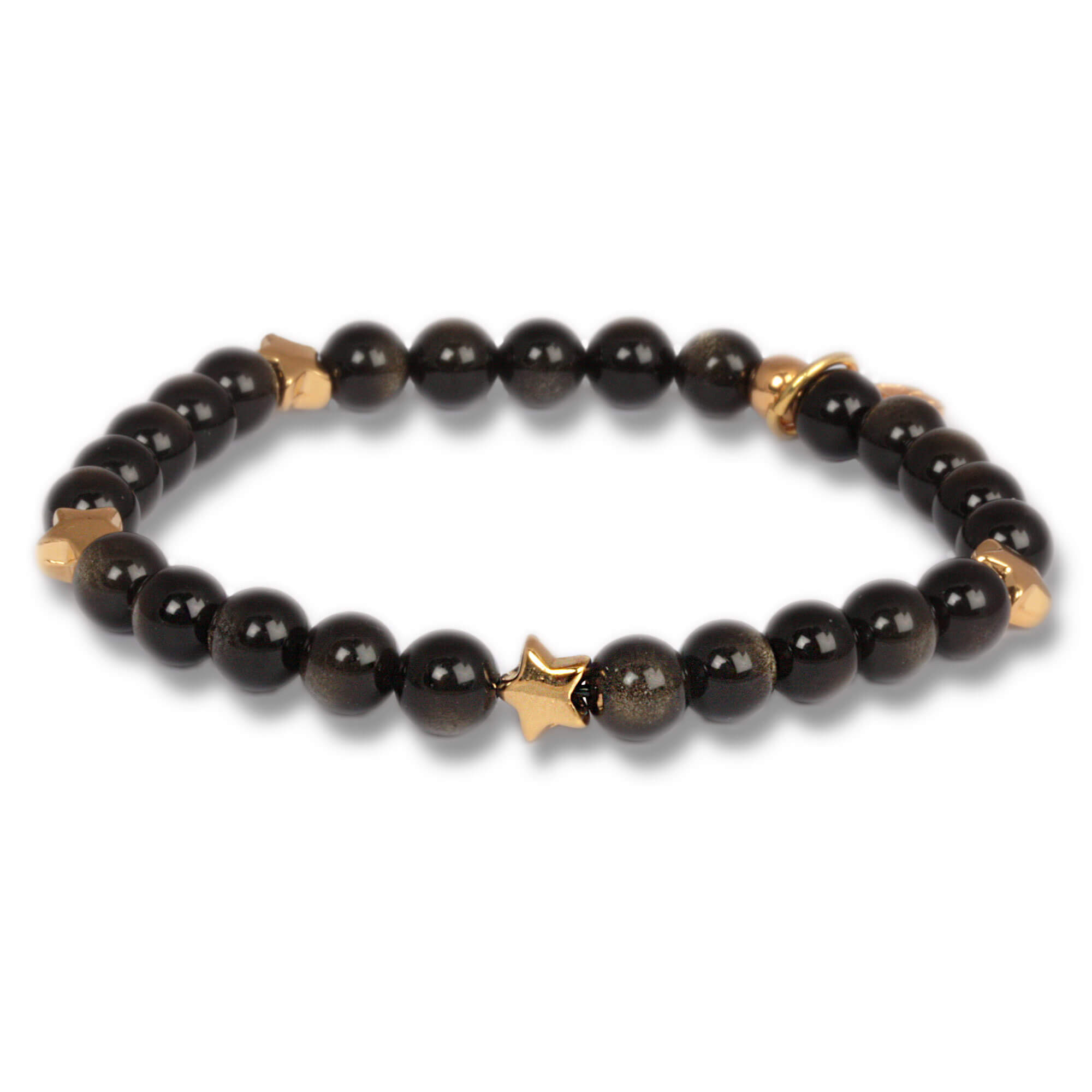 Shiny Black Obsidian Starseed - fine gemstone bracelet