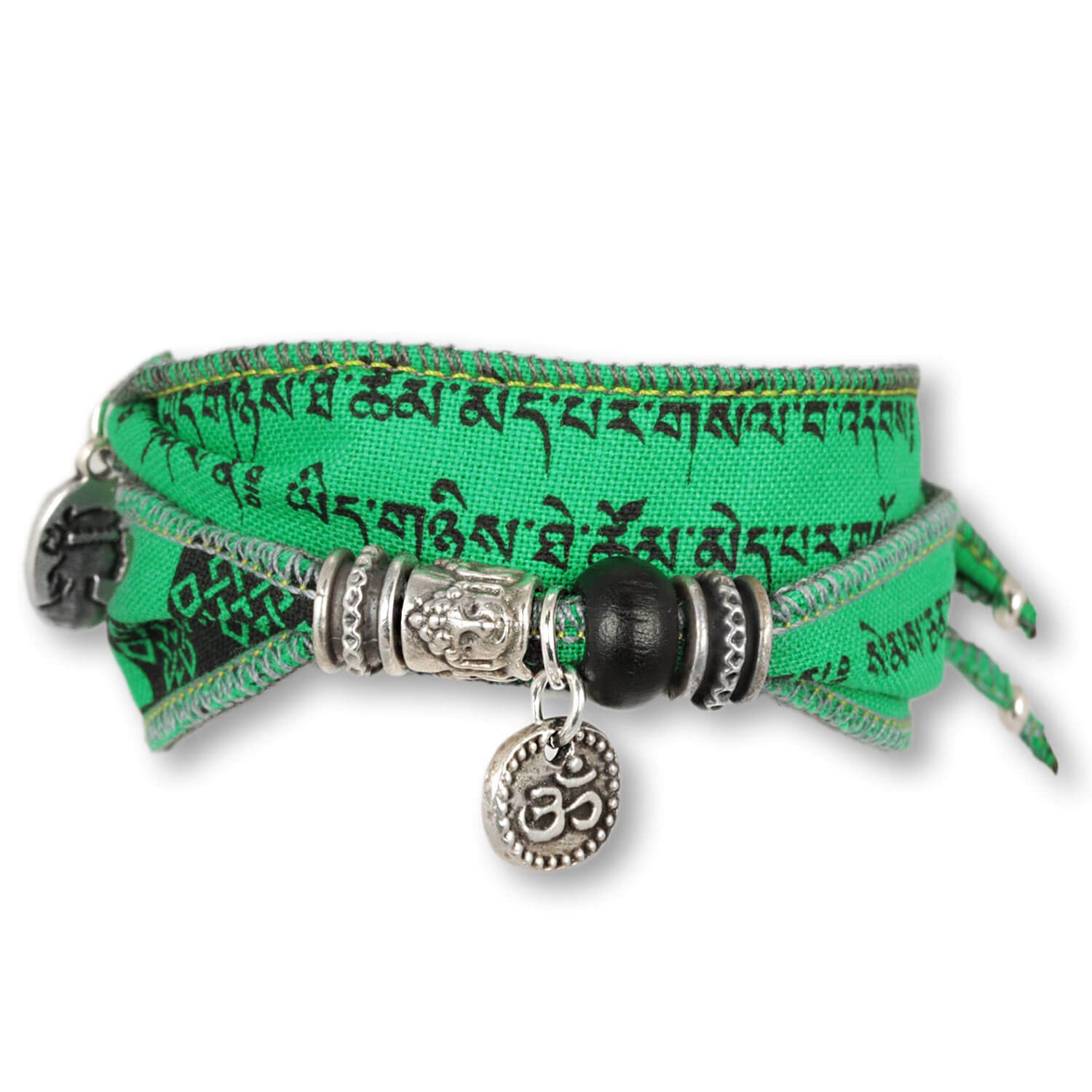 Water Mantra - Tibetan Wish bracelet made from Tibetan prayer flags