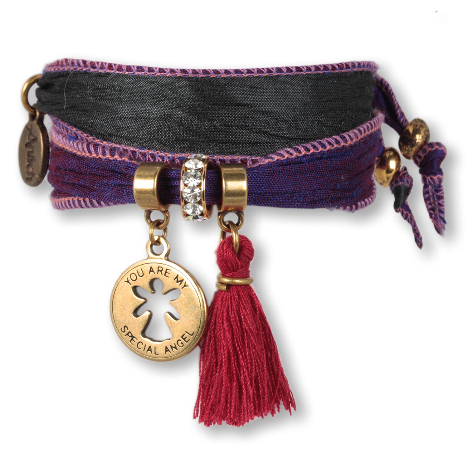 Velvet Purple - Special Angel friendship bracelet from indian saris
