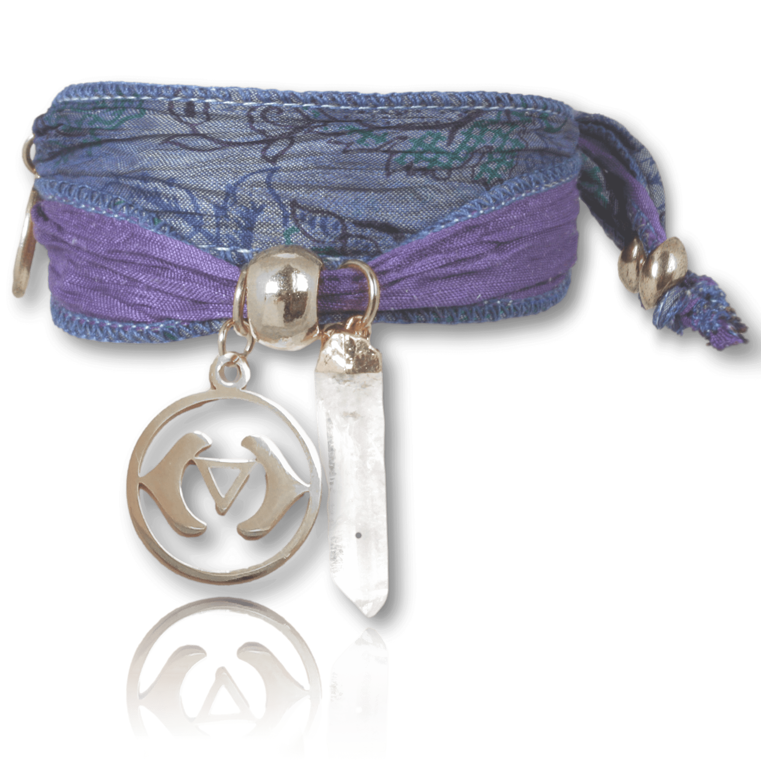 AJNA versilbert mit Bergkristall Hexagon –  Stirnchakra Armband für  Intuition & Bewusstsein