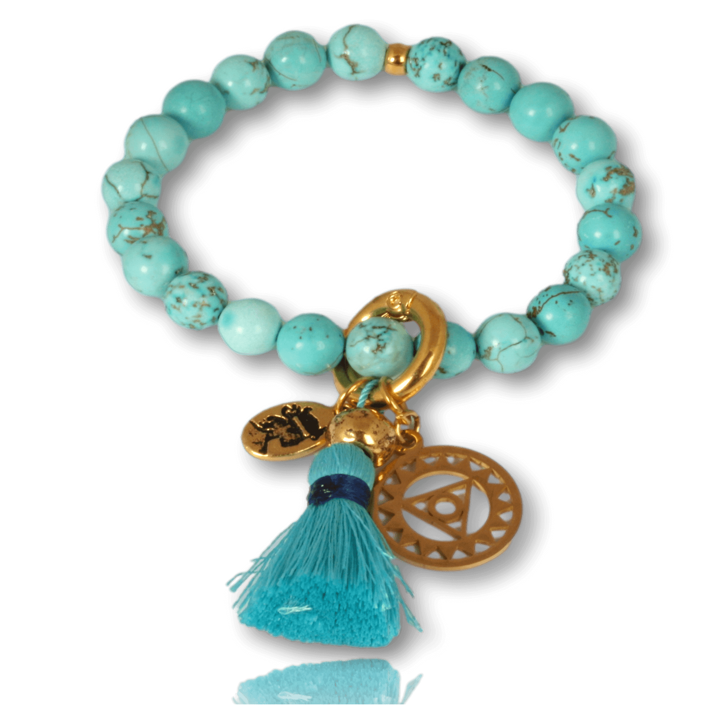 Turquoise Magnesite Gemstone Bracelet Gold Plated for Your Throat Chakra: Truth & Authenticity