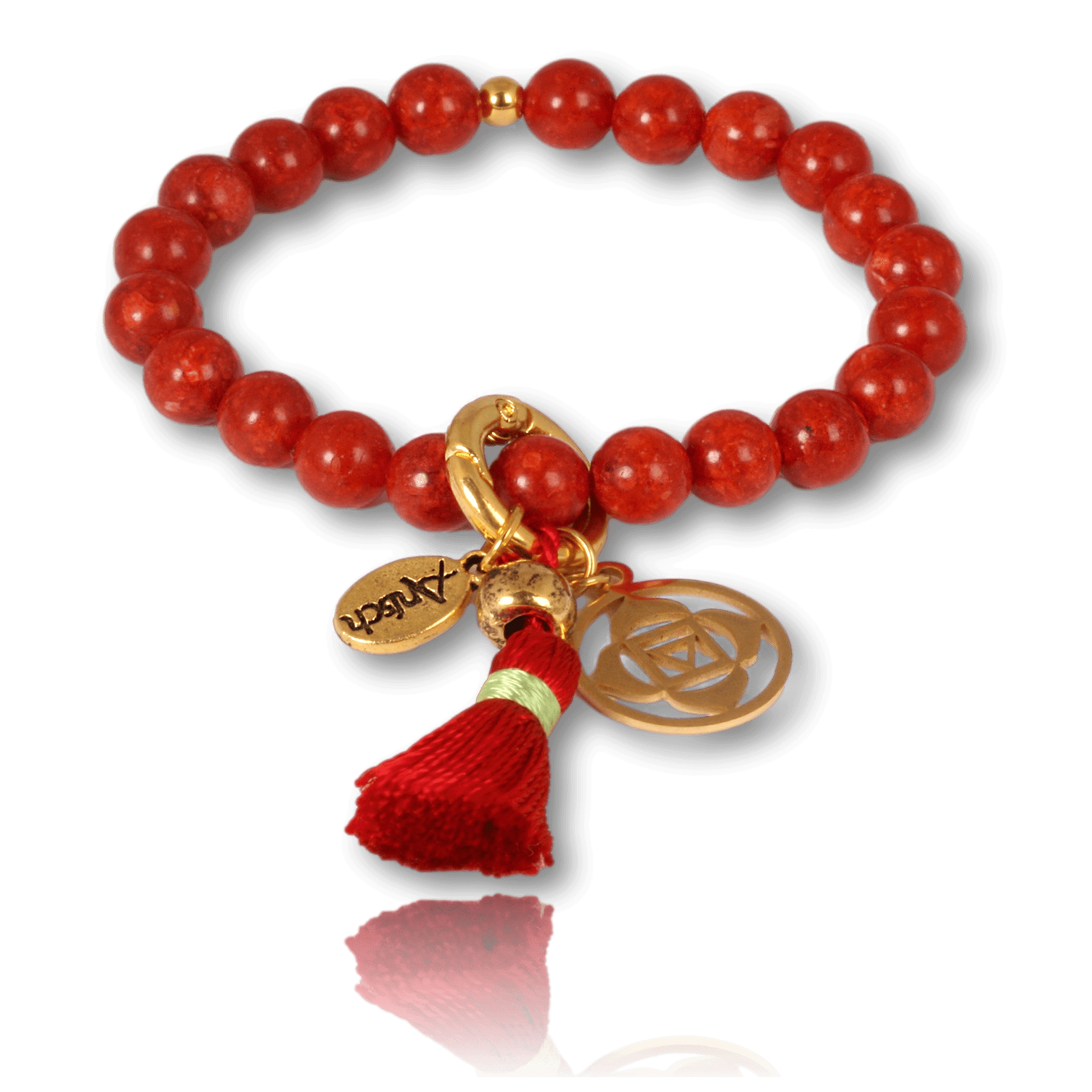 Coral gemstone bracelet gold-plated for your root chakra: grounding & basic trust