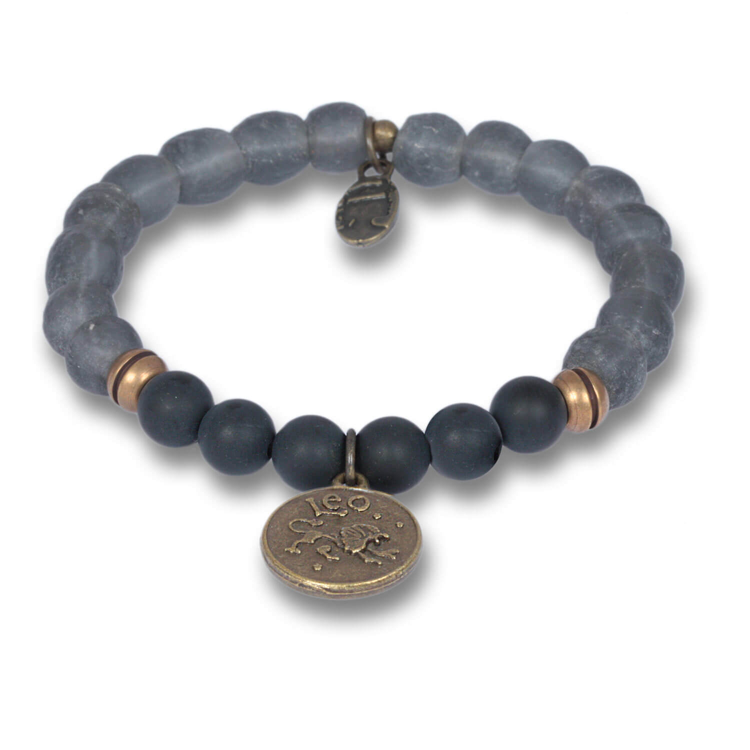 Löwe - Signs of Zodiac Sternzeichen Armband aus Onyx & Krobo Beads