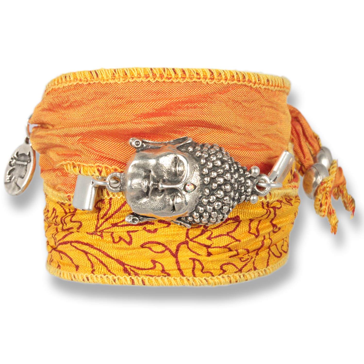 Blooming Yellow - Buddha of Wisdom Armband aus indischen Saris