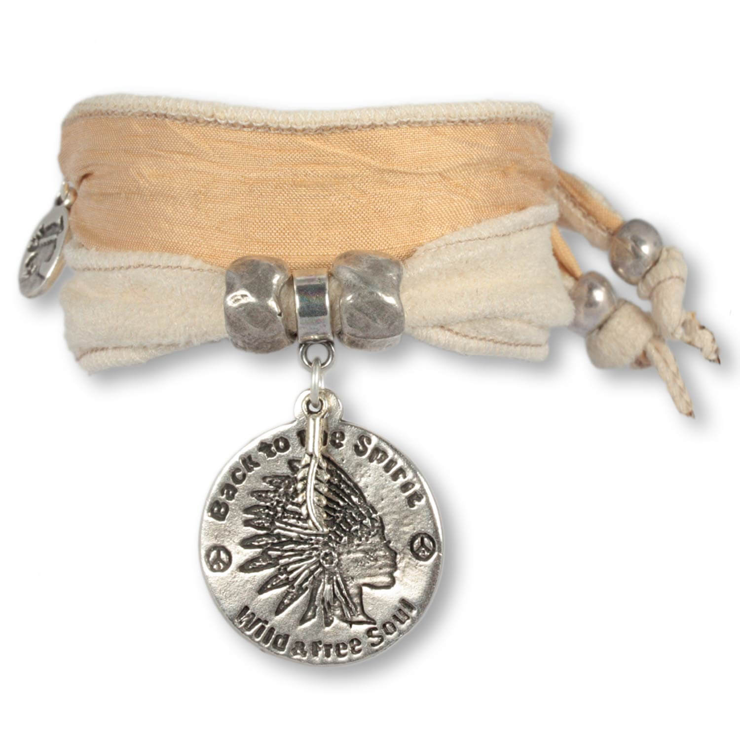 White Sand Coin - Suede coin bracelet, vegan