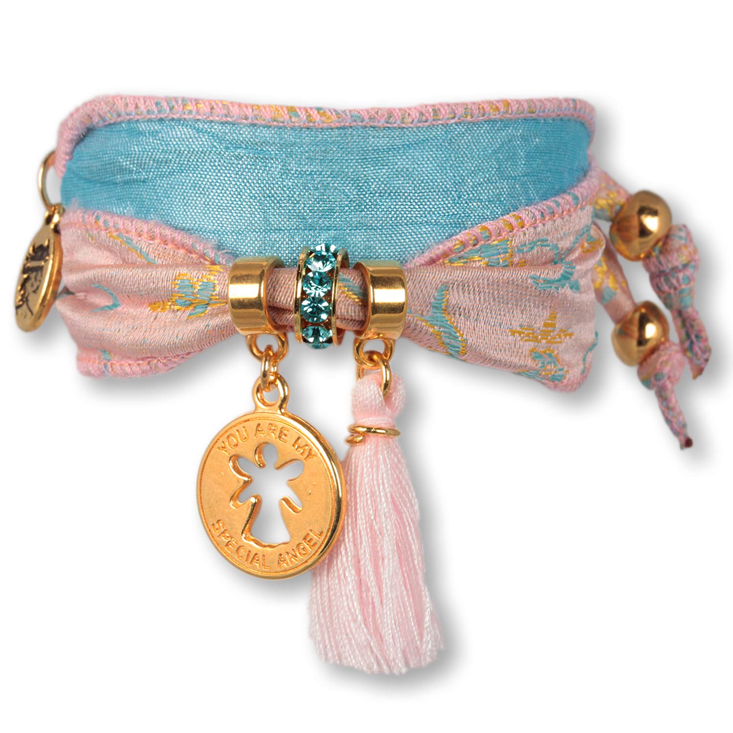 Baby Blue - Special Angel friendship bracelet from indian saris