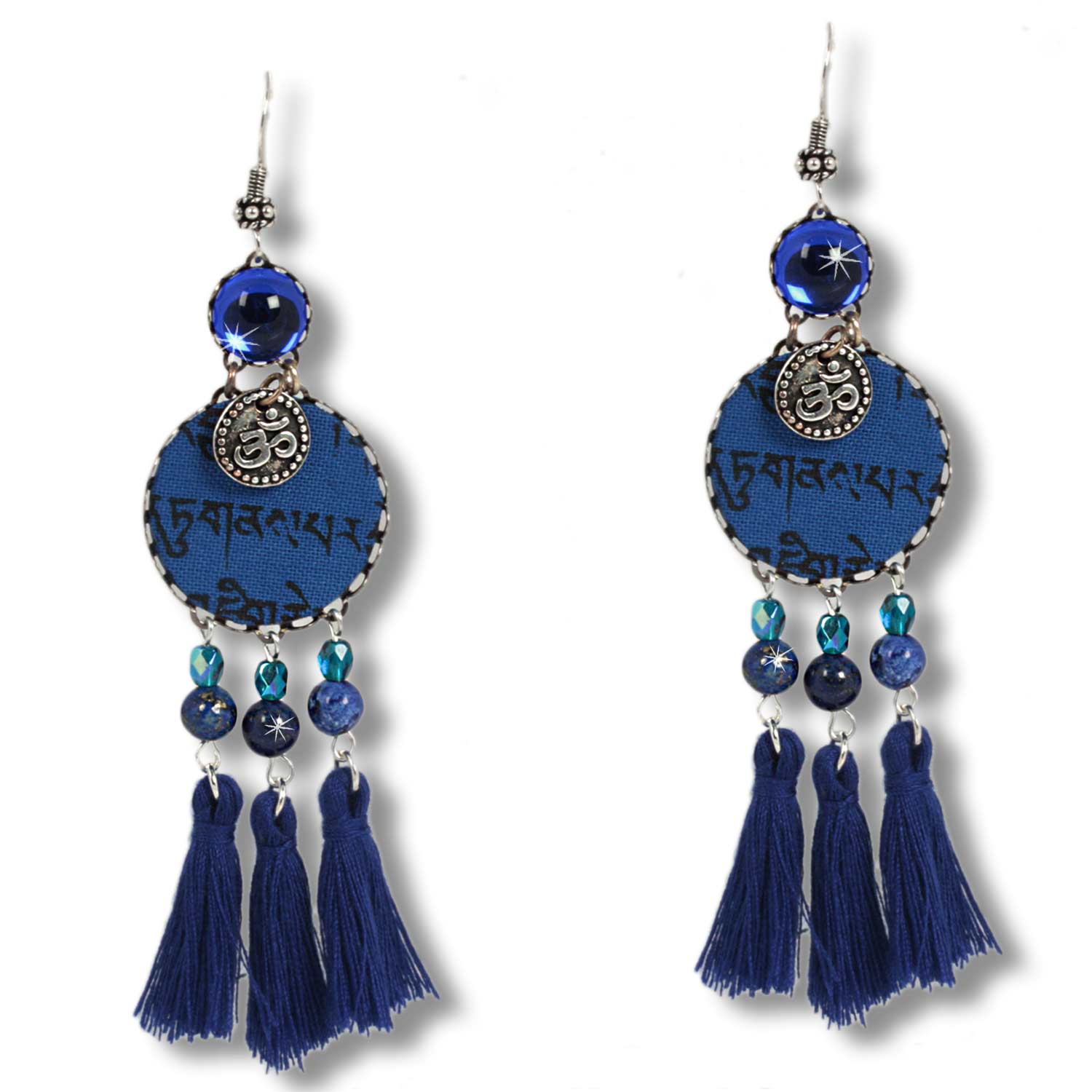Space Tashi - Tibetan Wish earrings with lapis lazuli