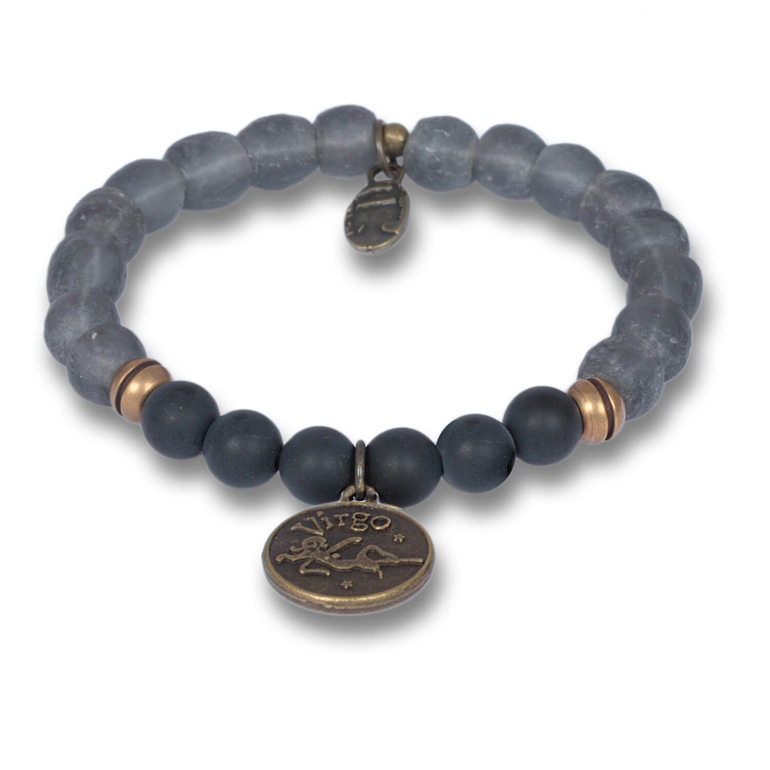 Jungfrau - Signs of Zodiac Zodiac Bracelet made of Onyx &amp; Krobo Beads