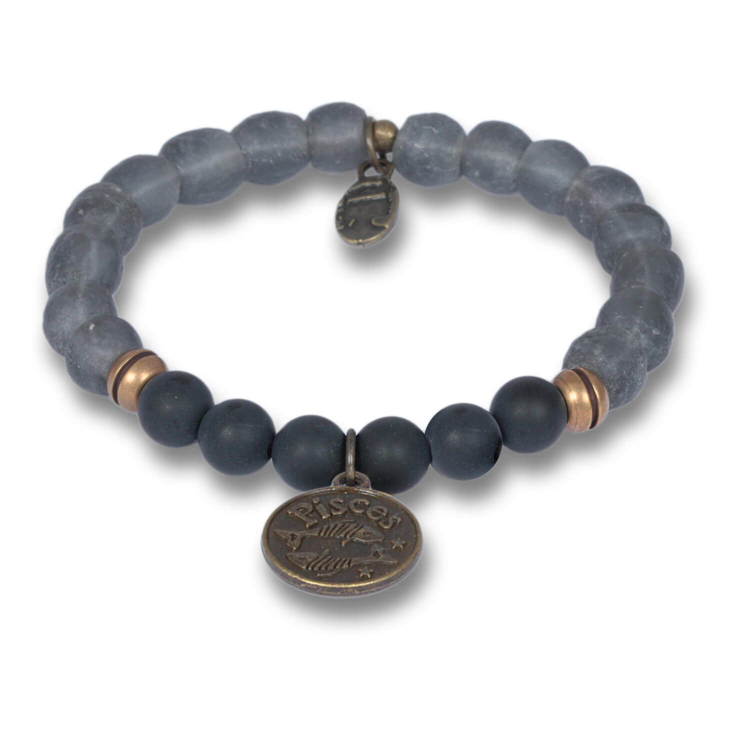 Fische - Signs of Zodiac Zodiac Bracelet made of Onyx &amp; Krobo Beads