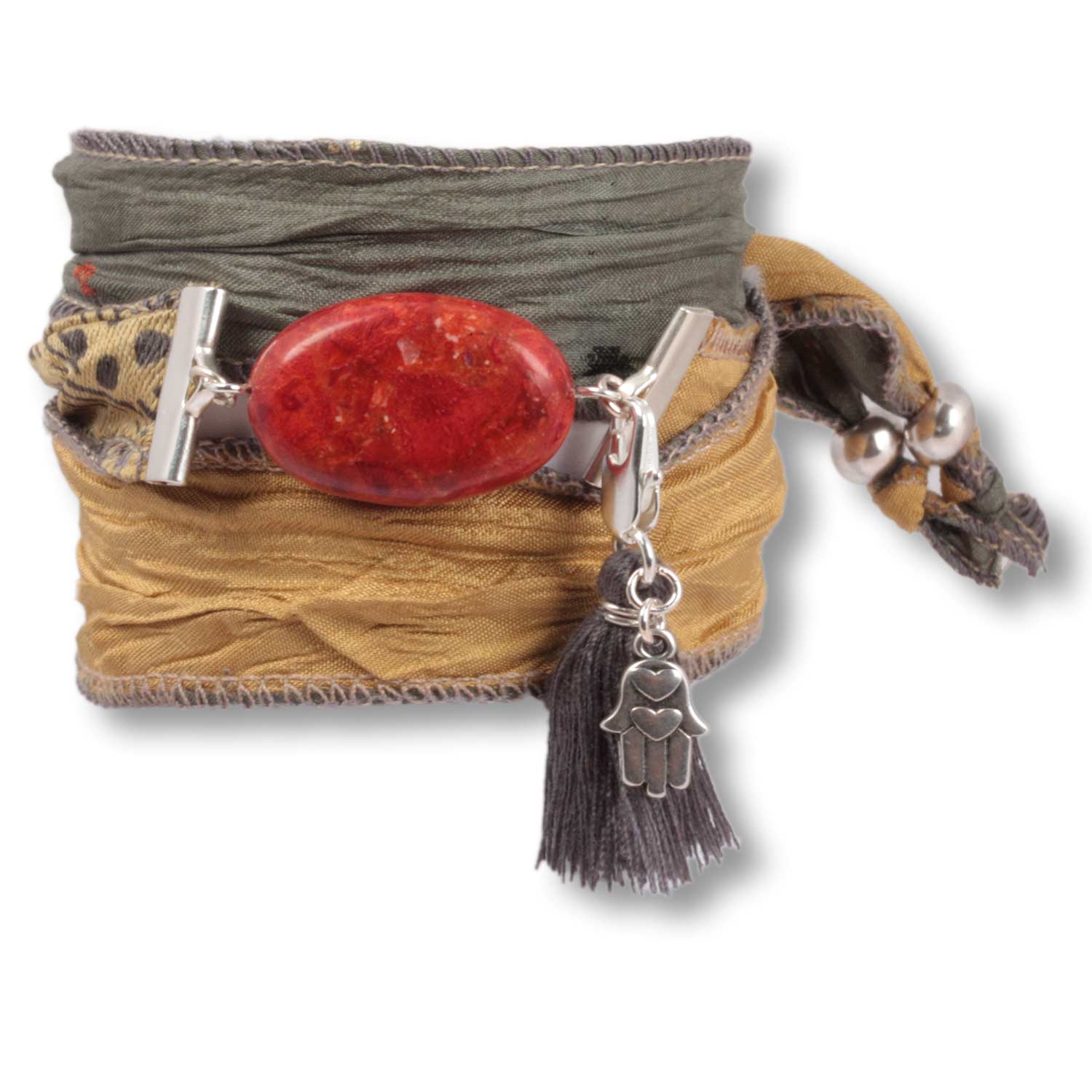 🪶 Olive Coral – Armband mit Koralle