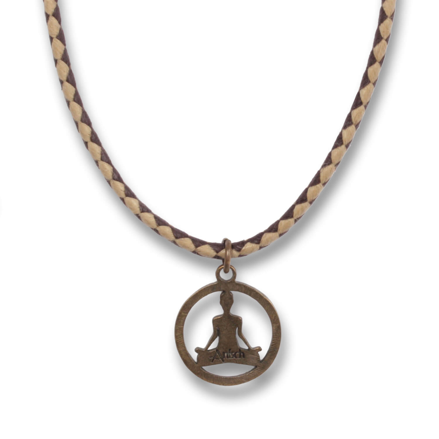 Mindfulness Circle - Indian Symbols Herren-Kette Antique Brass aus Baumwolle, 44 cm lang