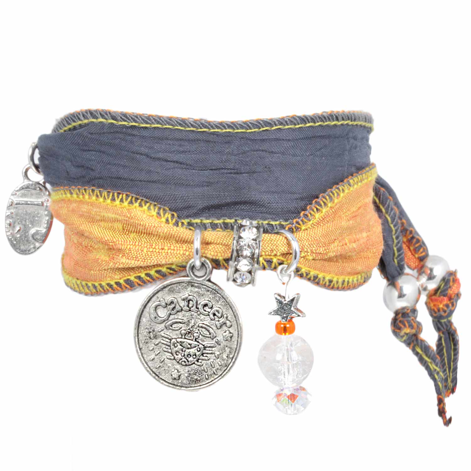 Cancer- Signs of Zodiac Bracelet from Indian saris