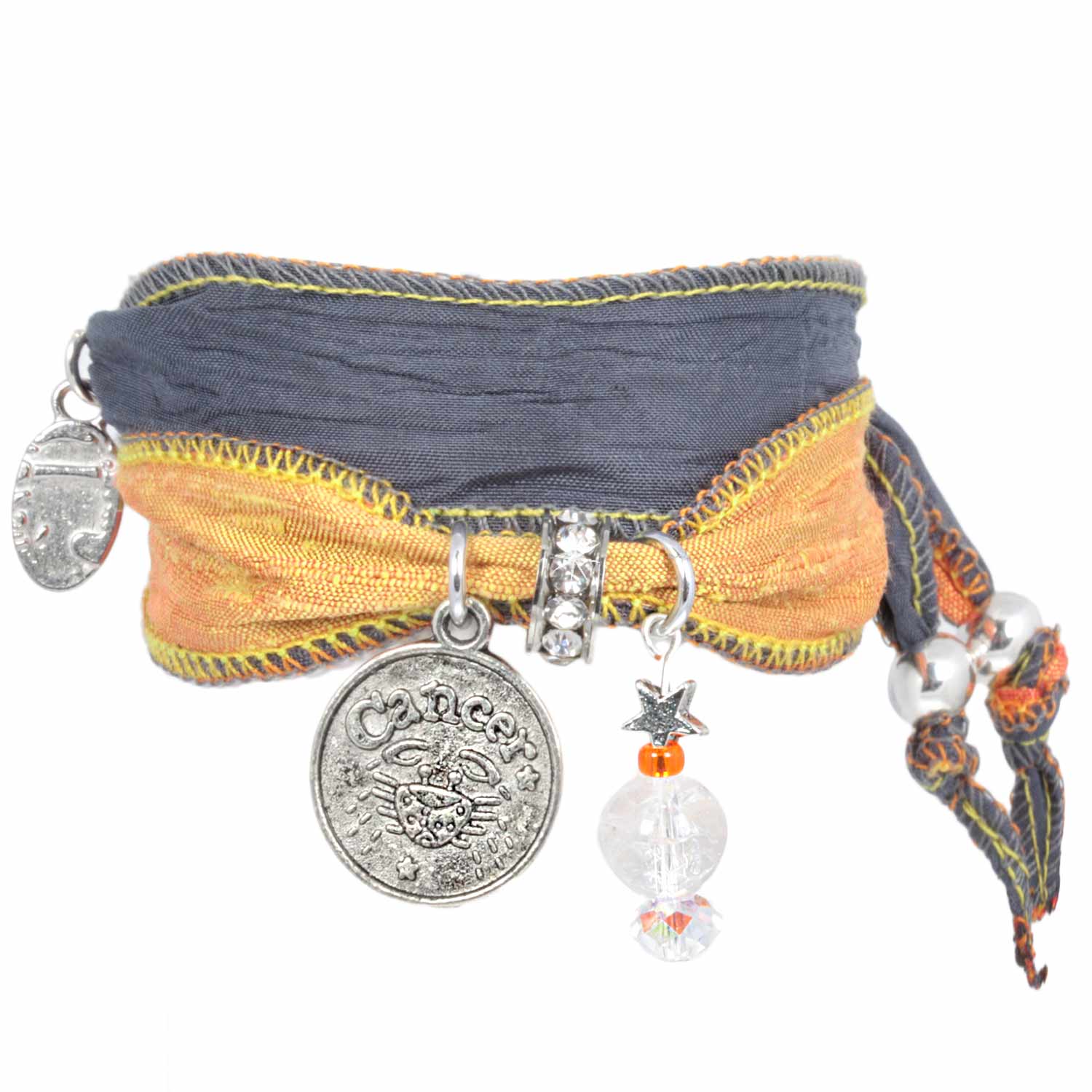 Krebs - Signs of Zodiac Sternzeichen Armband aus indischen Saris