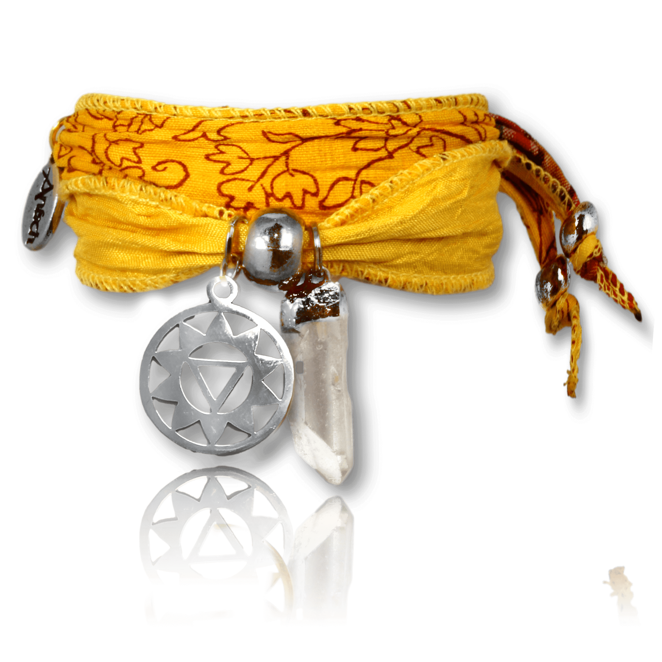 Manipura silver plated with rock crystal hexagon - solar plexus bracelet for self-worth & personality