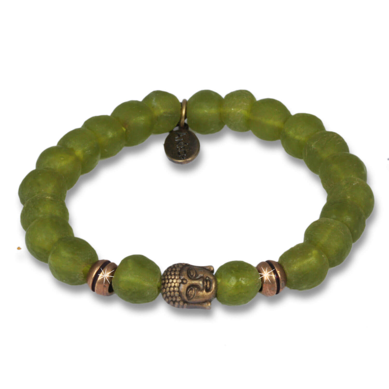 Greenery - Krobo Beads Armband Antik Bronze