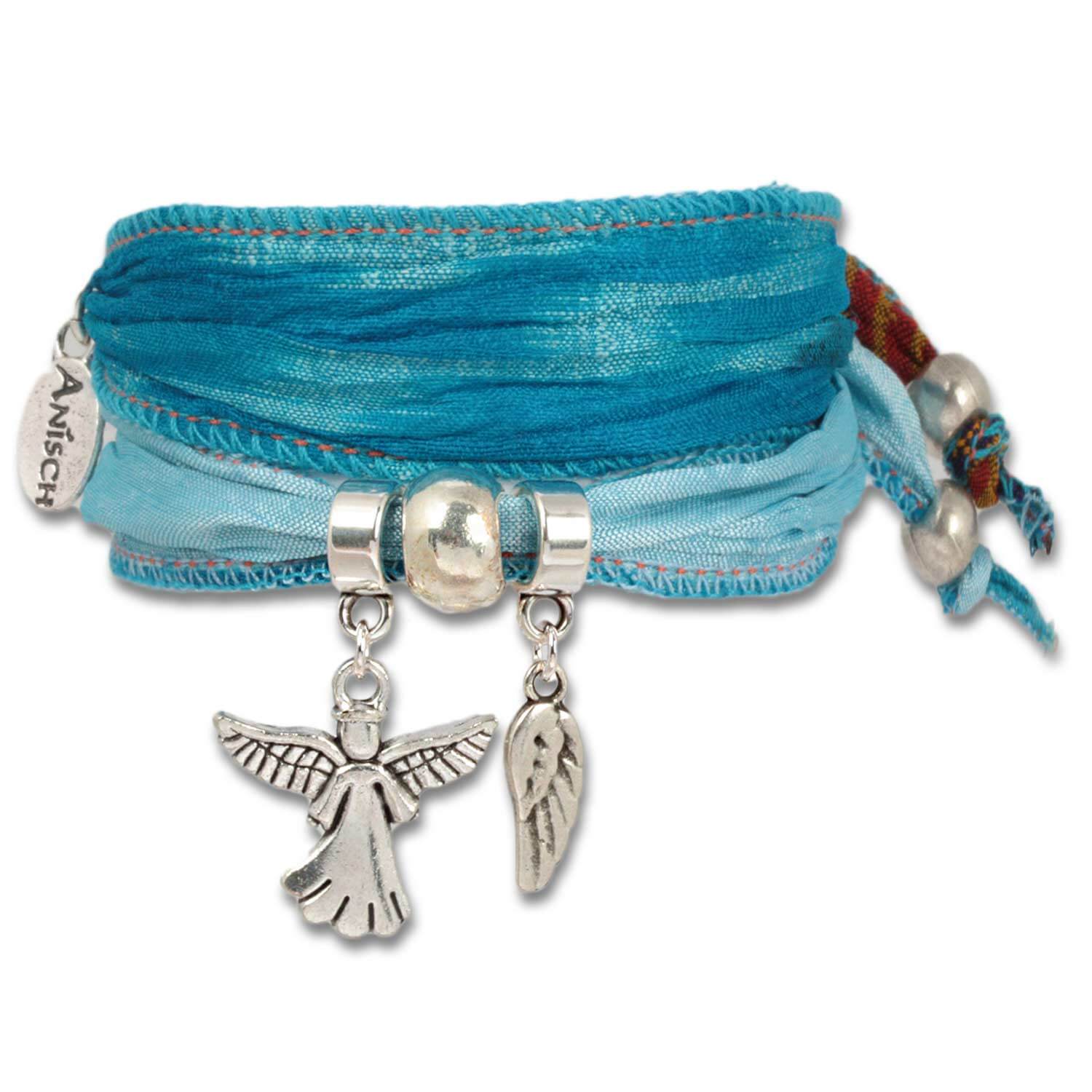 Princess Blue - Wings of Hope Armband aus indischen Saris