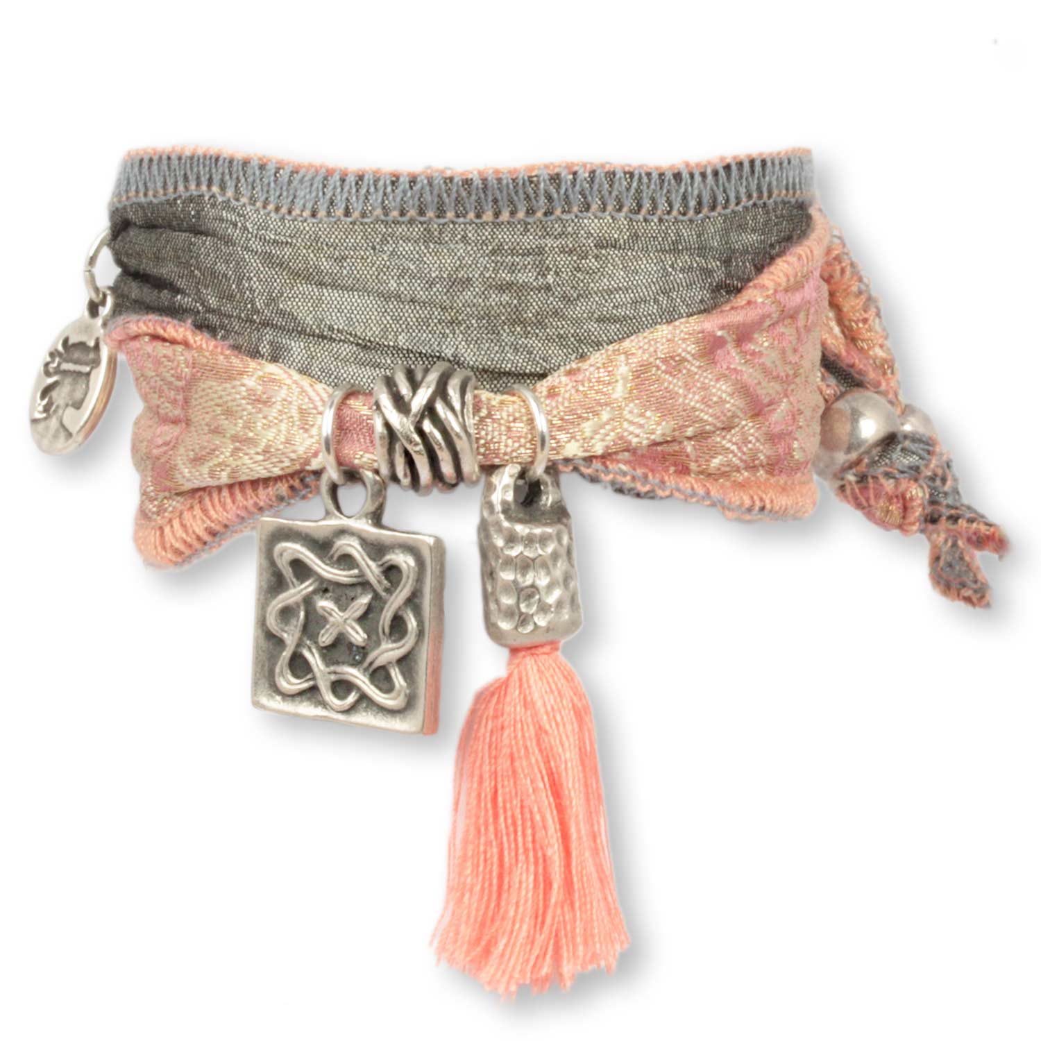 Flamingo Infinity Amulet - Armband aus indischen Saris