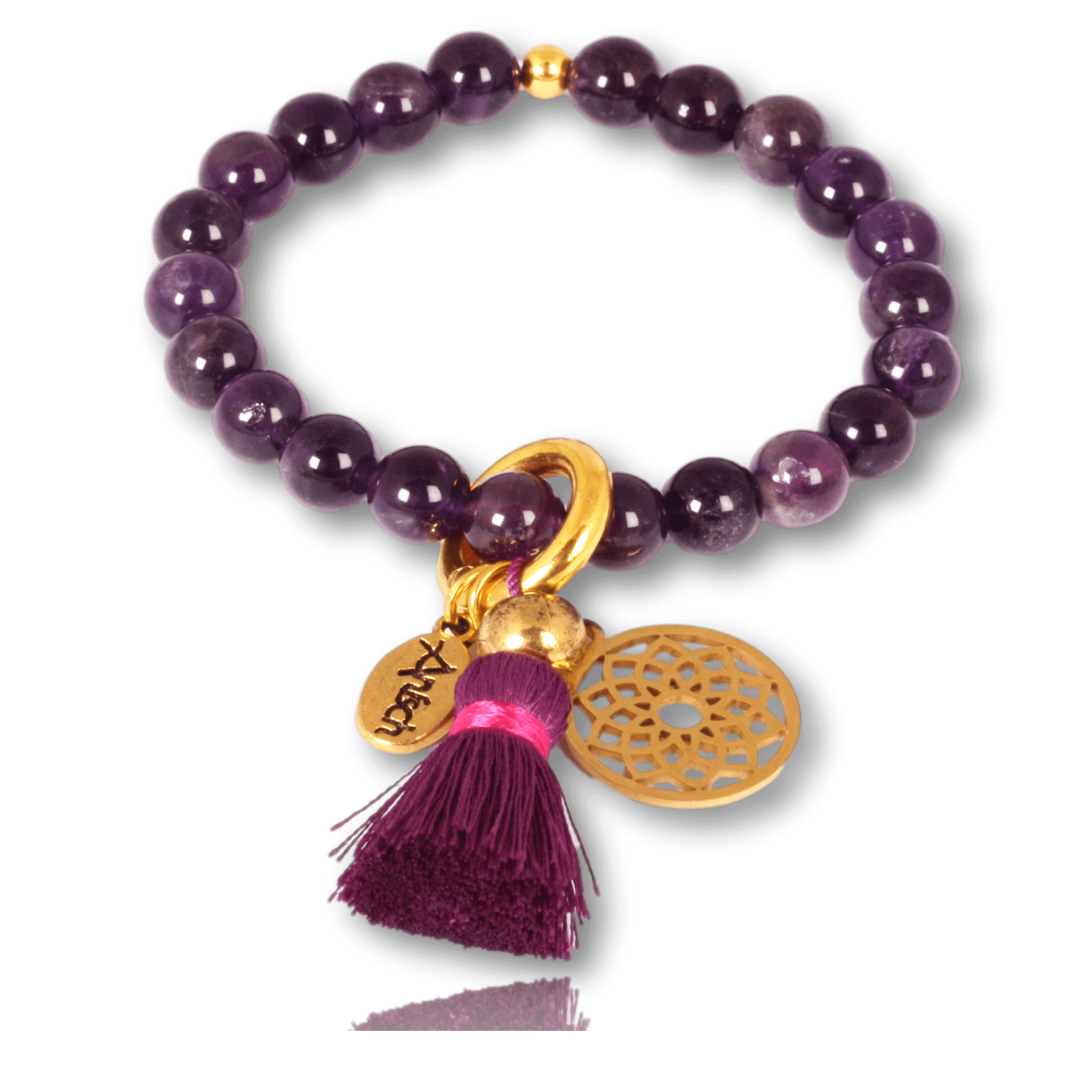 Amethyst gemstone bracelet gold-plated for your crown chakra: connection & fullness