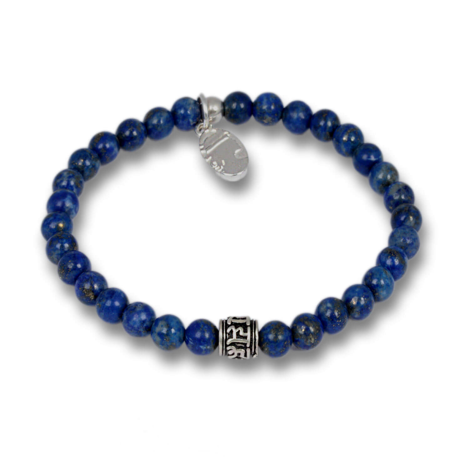 Little Lapislazuli - Mantra Beads gemstone bracelet for men with sterling silver, 6 mm