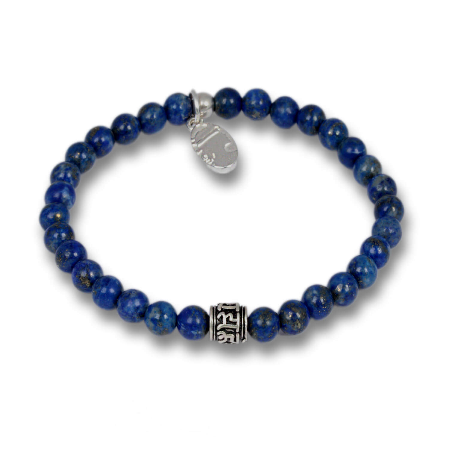 Little Lapislazuli - Mantra Beads Edelsteinarmband für Männer mit Sterlingsilber, 6 mm