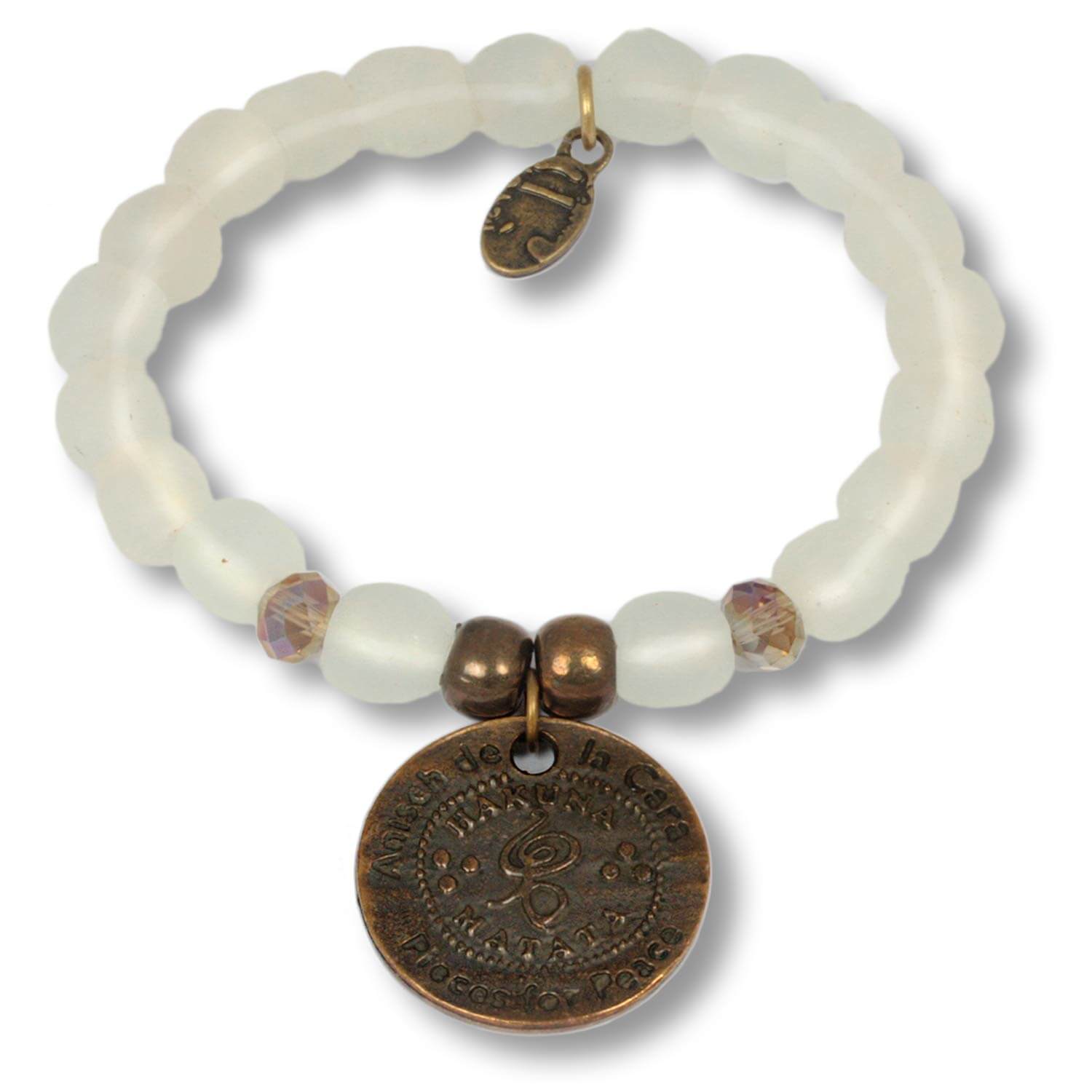 Alabaster Hakuna Matata Beads - coin bracelet made of recycled glass beads