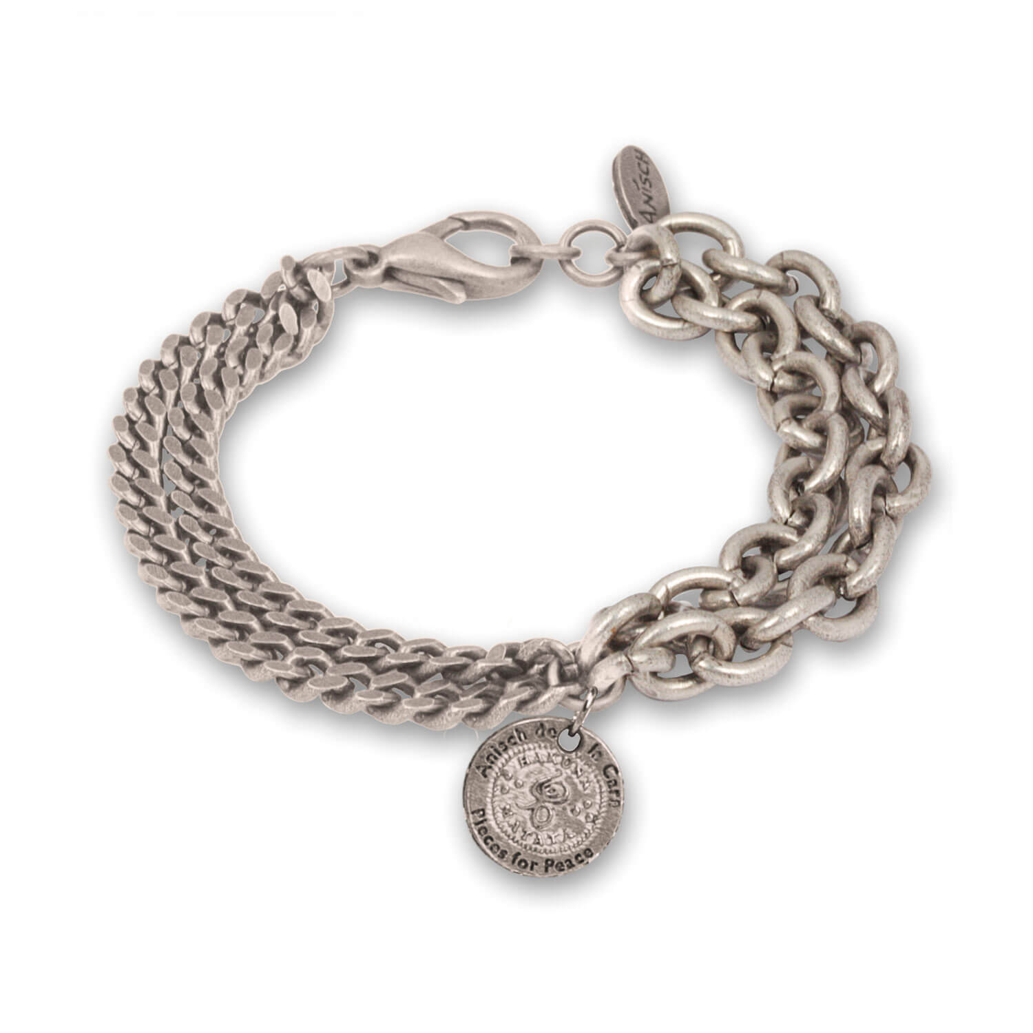 Double Chain - Hakuna Matata men's bracelet Antique Silver