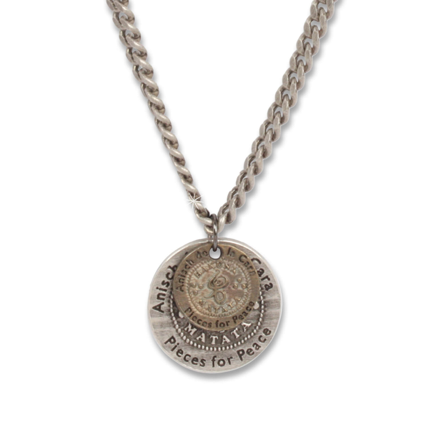 Double Coin - Hakuna Matata Herren-Kette Antique Silver, 72 cm lang