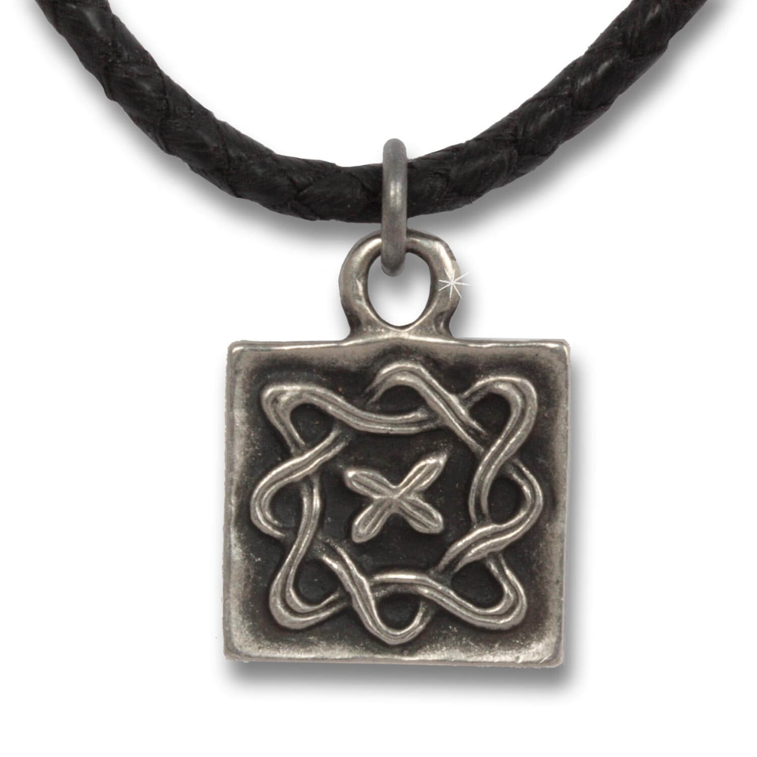 Infinity Square - Indian Symbols Herren-Kette Antique Silver aus Baumwolle, 54 cm lang