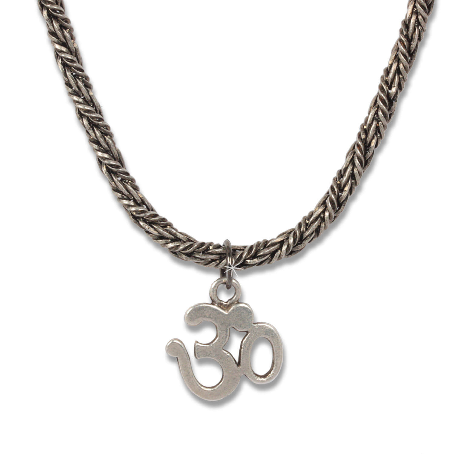 Silver OM Königskette - Indian Symbols Kette für Herren, 45 cm lang