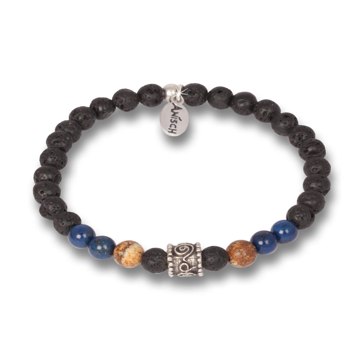 Lapis Jasper - African Beads Lava men's bracelet, 6 mm