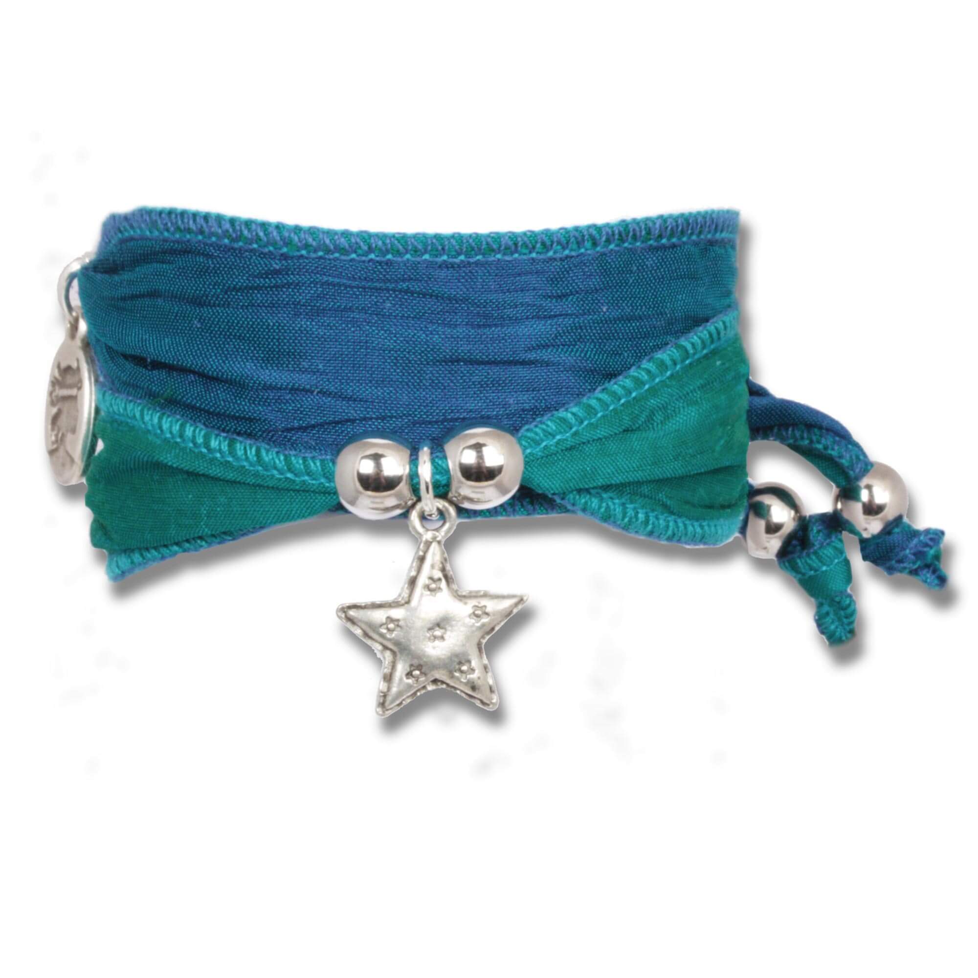 Meermaid Green Starseed – Vintage Armband aus indischen Saristoffen