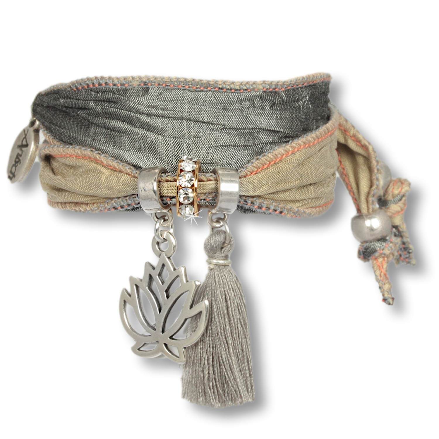 Natuer Grey - Lotus Purity Bracelet from Indian Saris