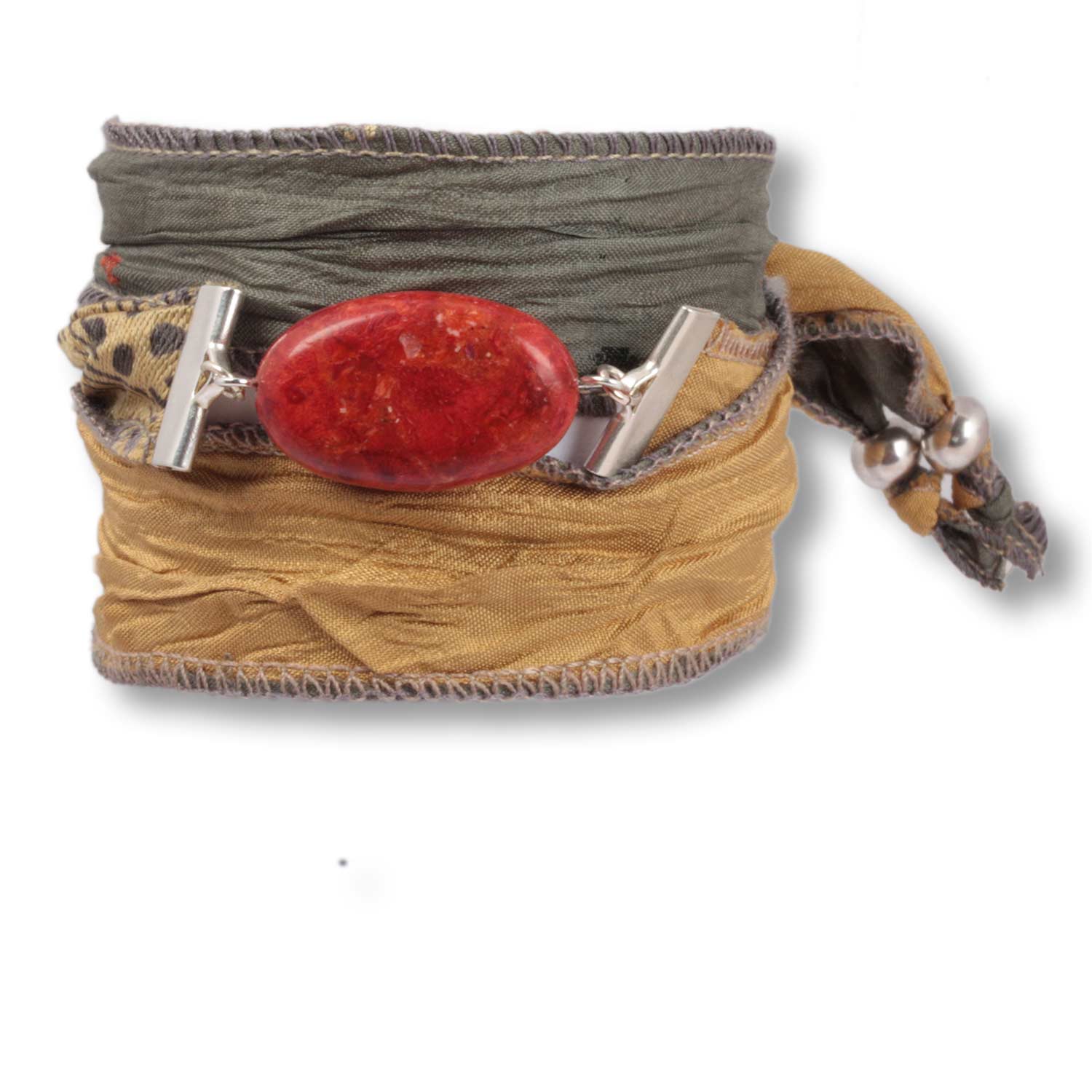 🪶 Olive Coral – Armband mit Koralle