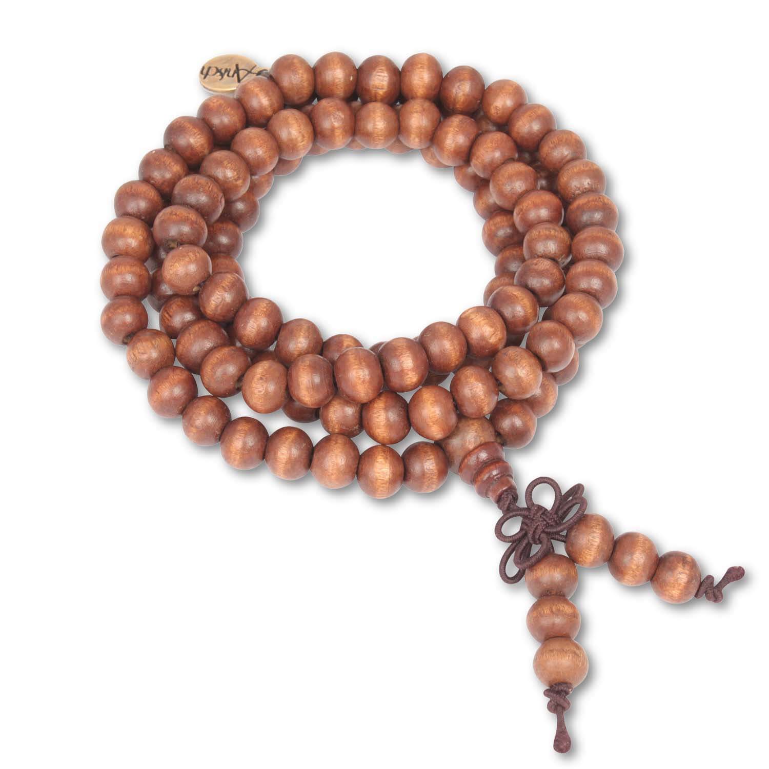 Mala Kette & Armband - Lightbrown Sandelholz, 6 mm