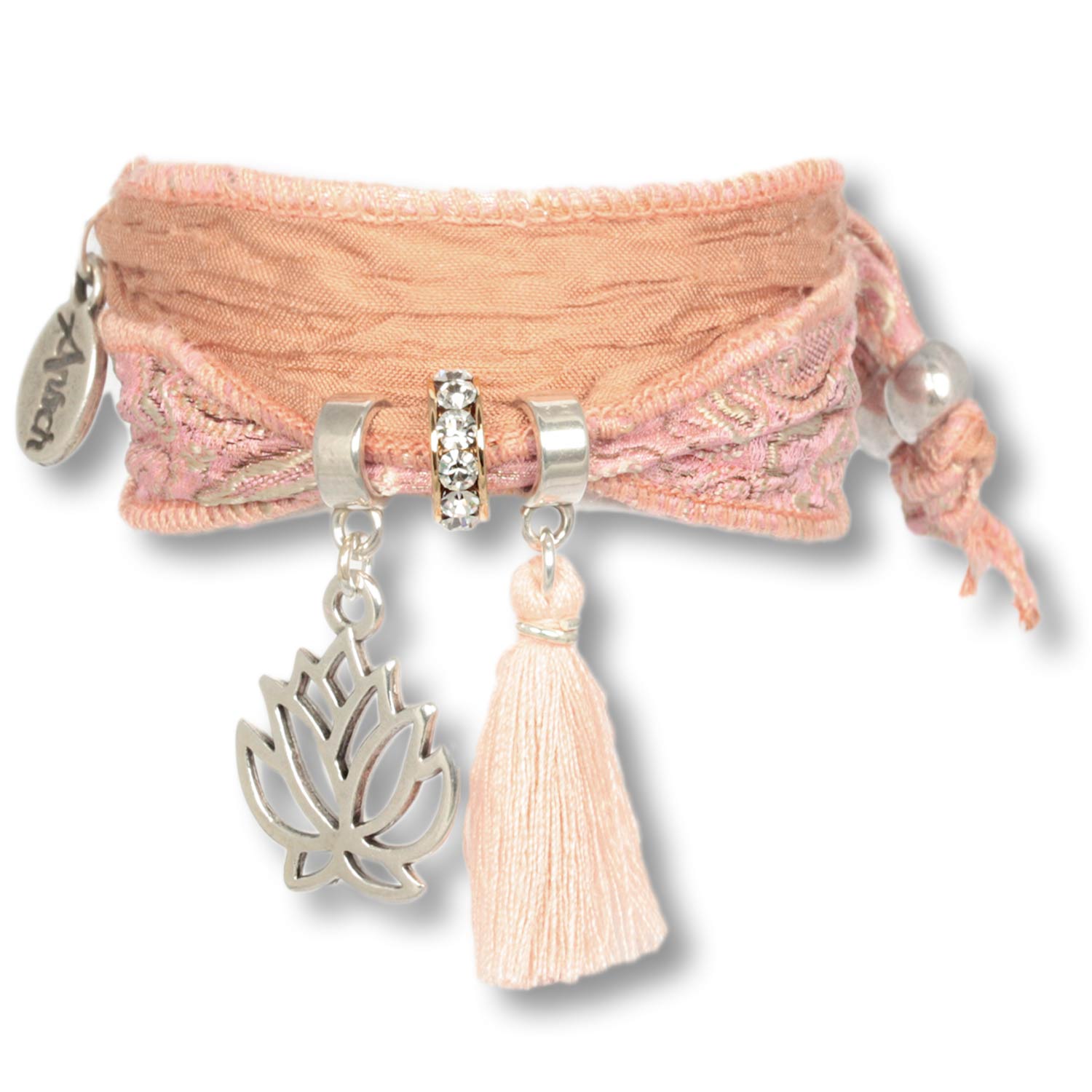 Pastel Ros- - Lotus Purity Bracelet from Indian Saris