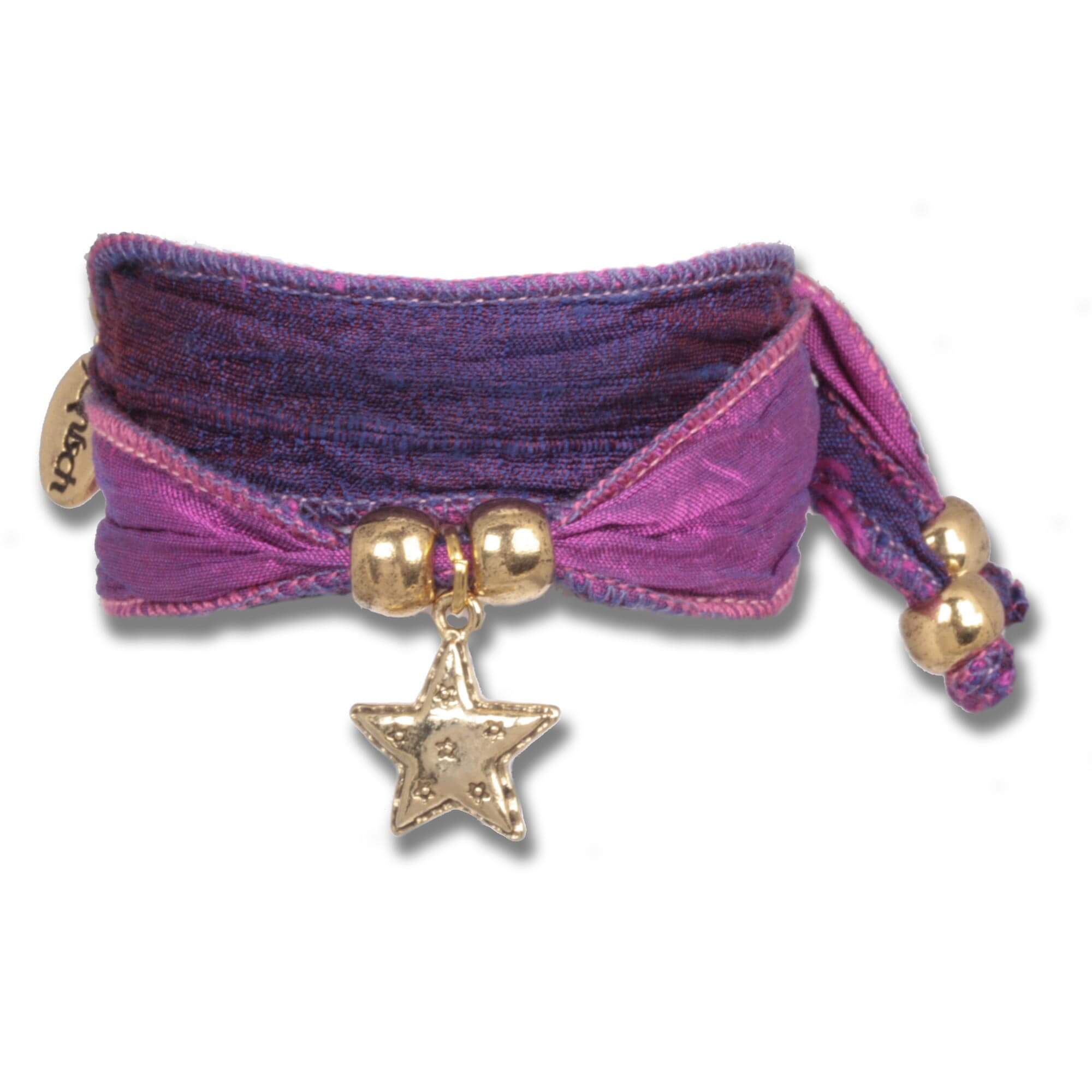 Pink Violet Starseed - Vintage Indian sari fabric bracelet