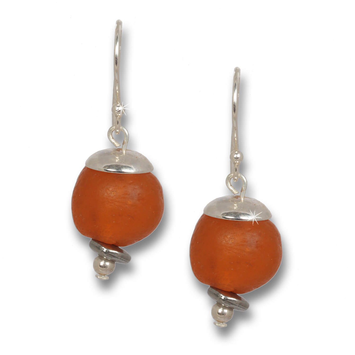 Orange Krobo Bead - African Soul Earrings