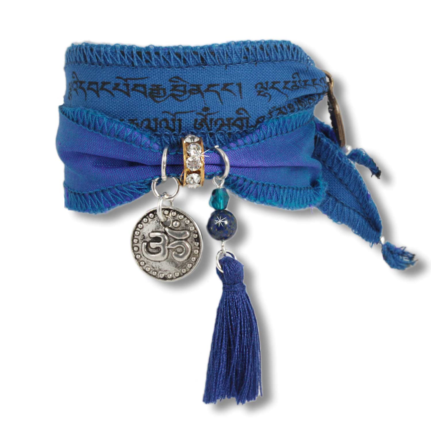 Space Norbu - Tibetan Wish bracelet made of Tibetan prayer flags with lapis lazuli