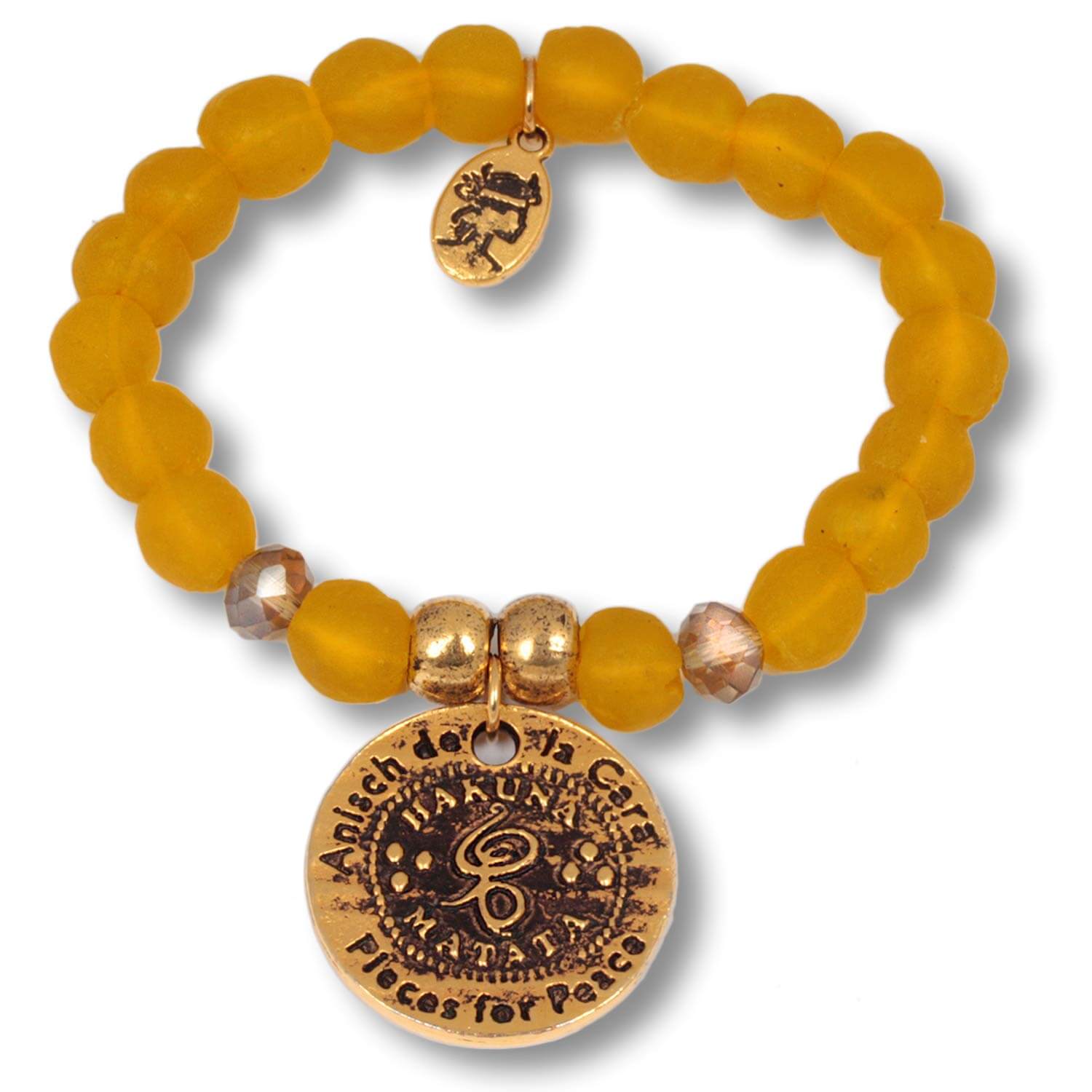 Sun Gold Hakuna Matata Beads - coin bracelet made of recycled glass beads