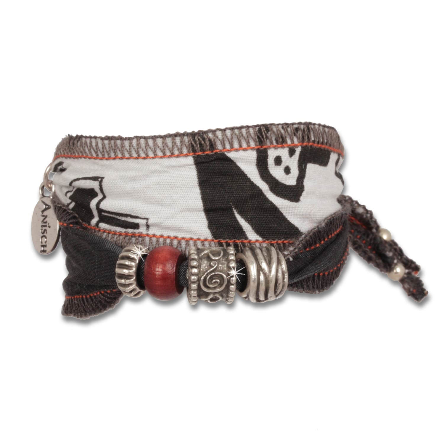 Black Tuareg - Tribal Beads men's bracelet made of african fabrics