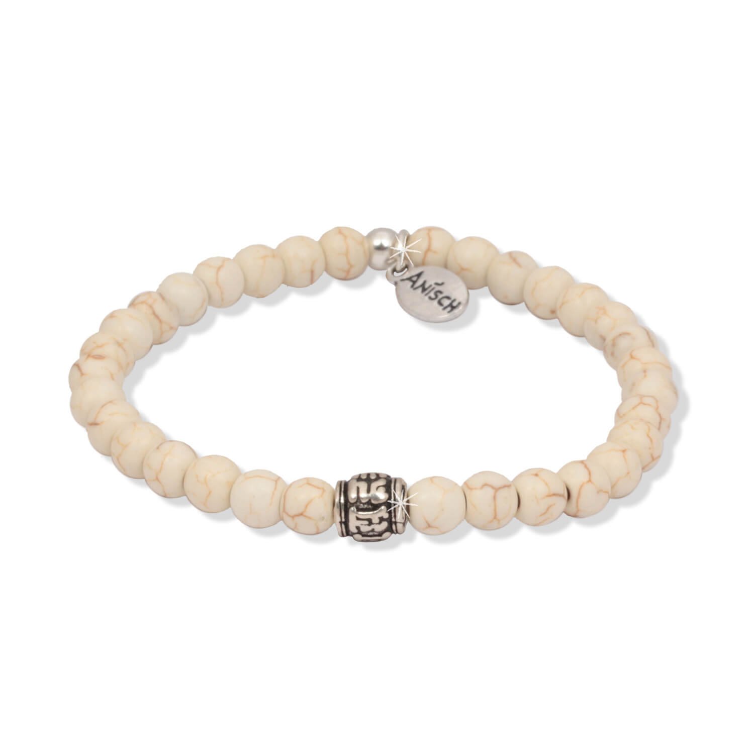 Little Magnesit - Mantra Beads gemstone bracelet for men with sterling silver, 6 mm