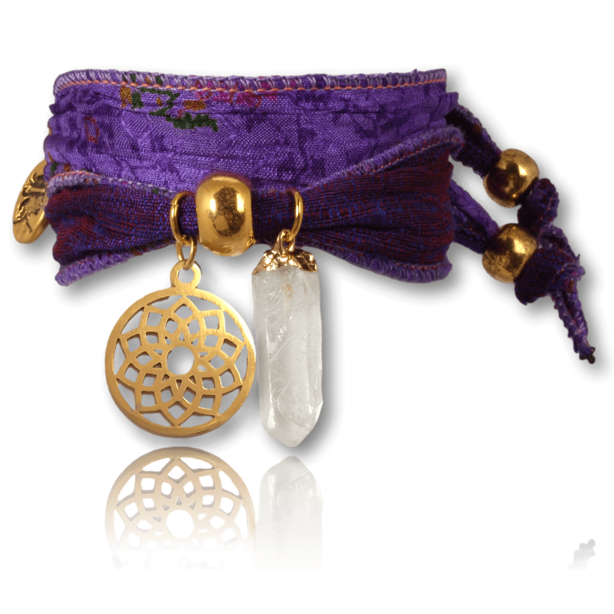 Sahasrara vergoldet mit Bergkristall Hexagon – Kronenchakra Armband für  Verbindung & Vollkomenheit