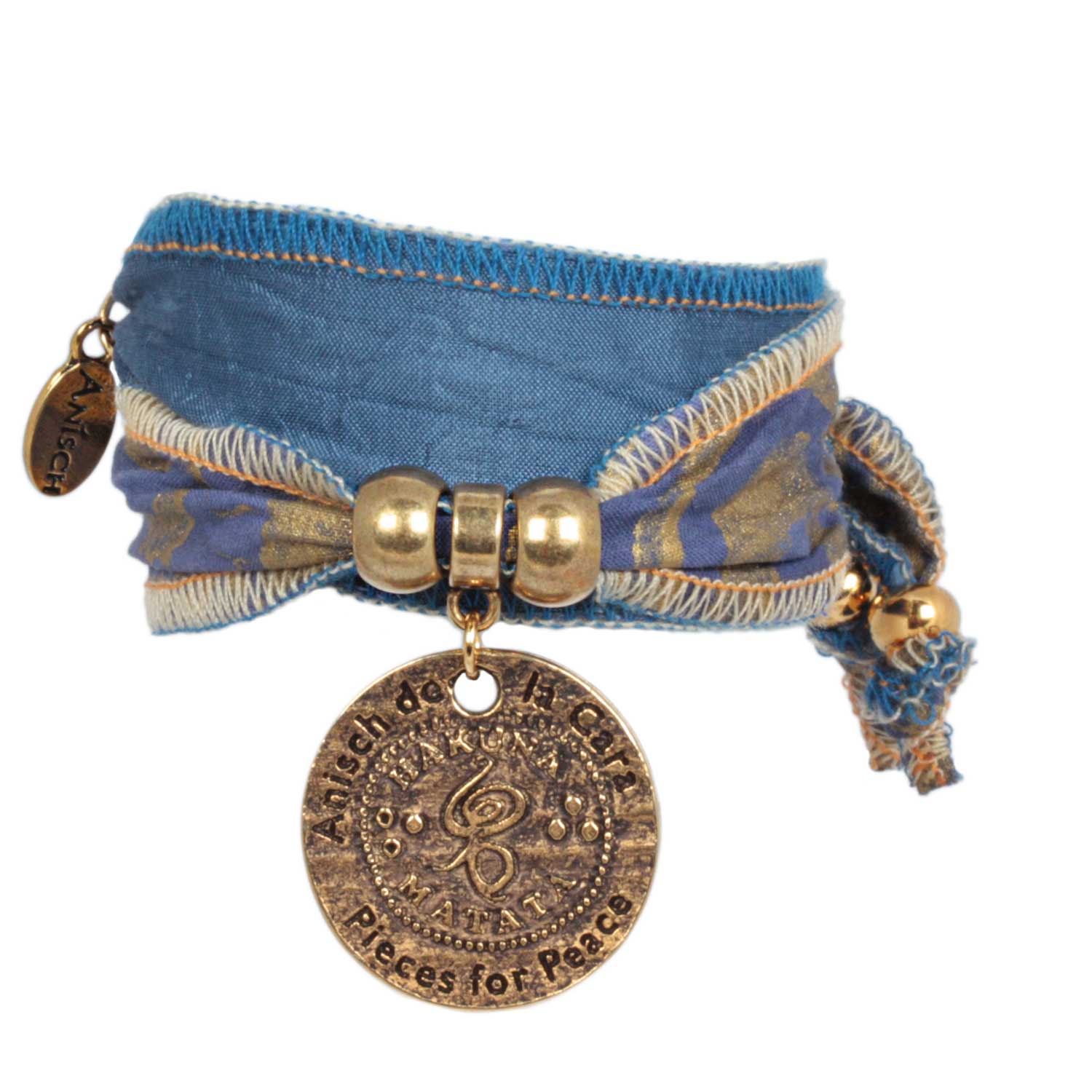 Blue Sky - Hakuna Matata Sun Fabric Coin Bracelet