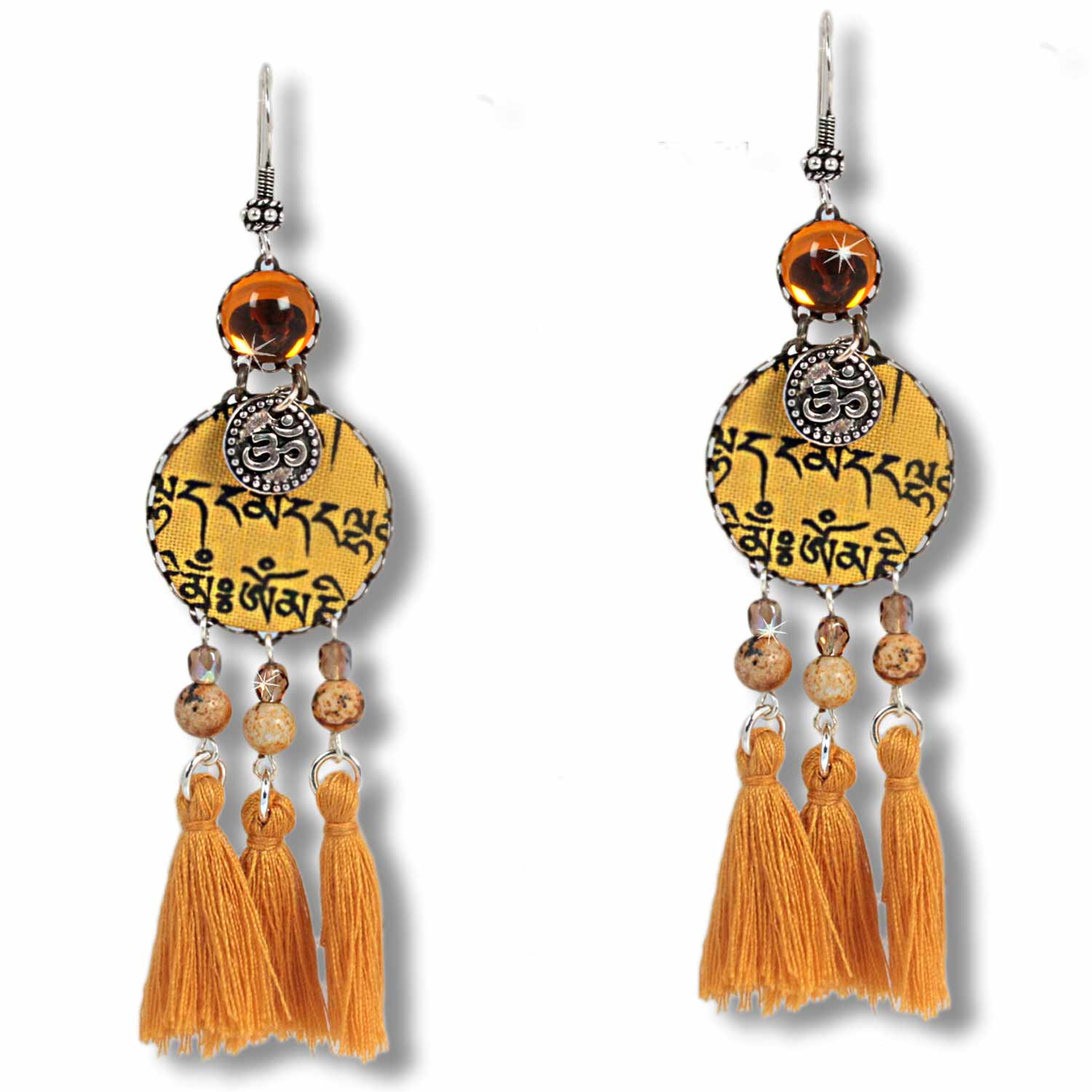 Earth Tashi - Tibetan Wish earrings with jasper